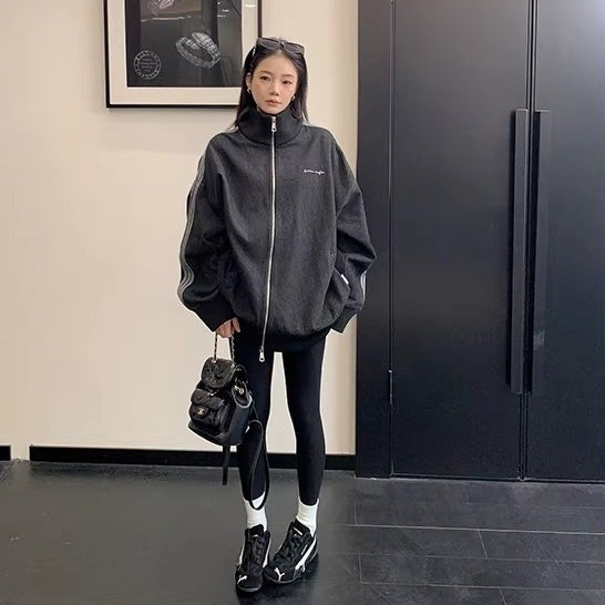 Stand Collar Denim Zip Jacket OS2081