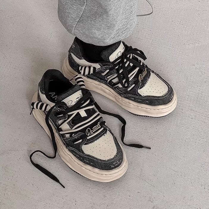 Washed Canvas Invisible Heightened Thick-soled Sneaker FG2002