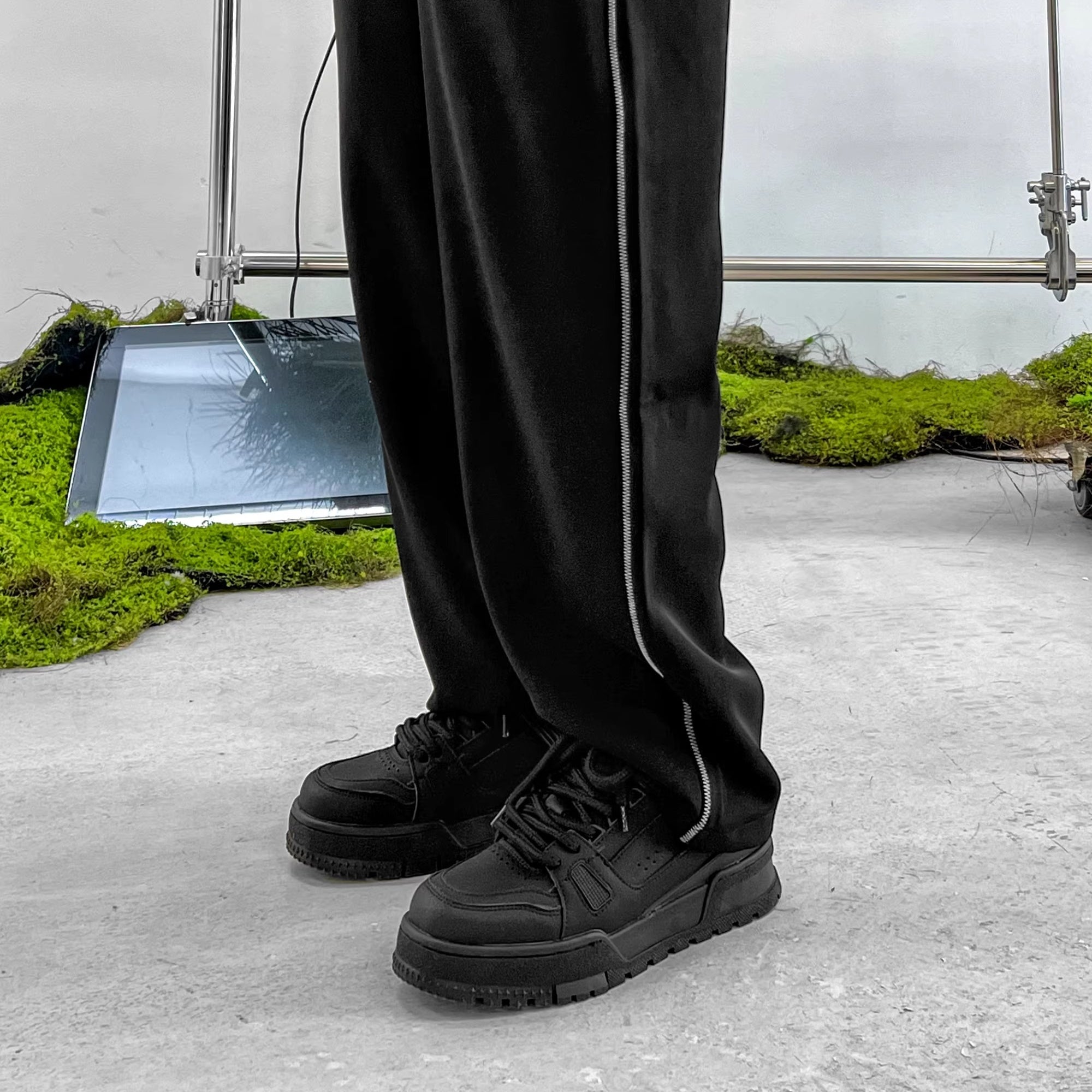 All Black Thick Sole Heightened Sneaker FG2004