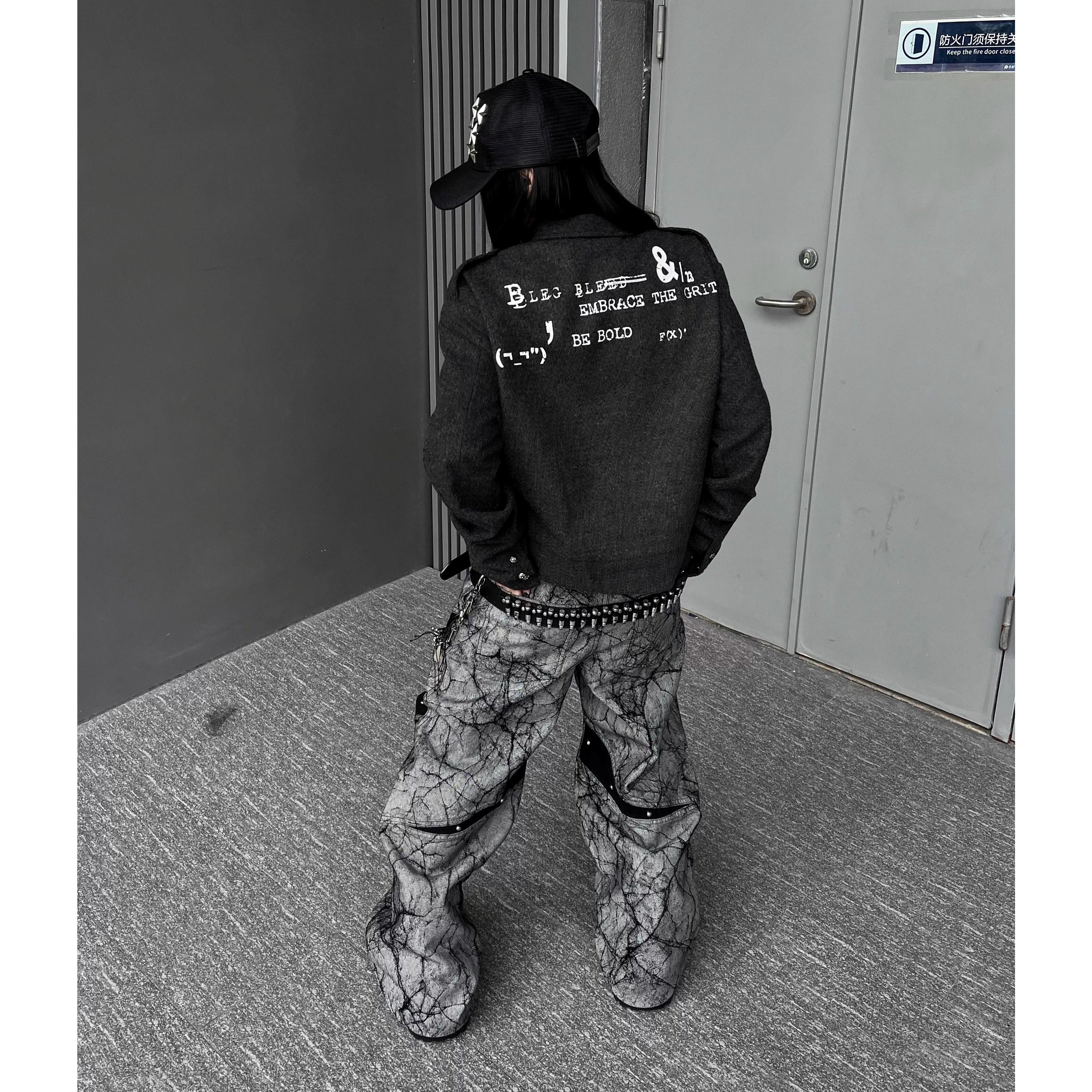 Letter Print Riders Style Jacket MW10349