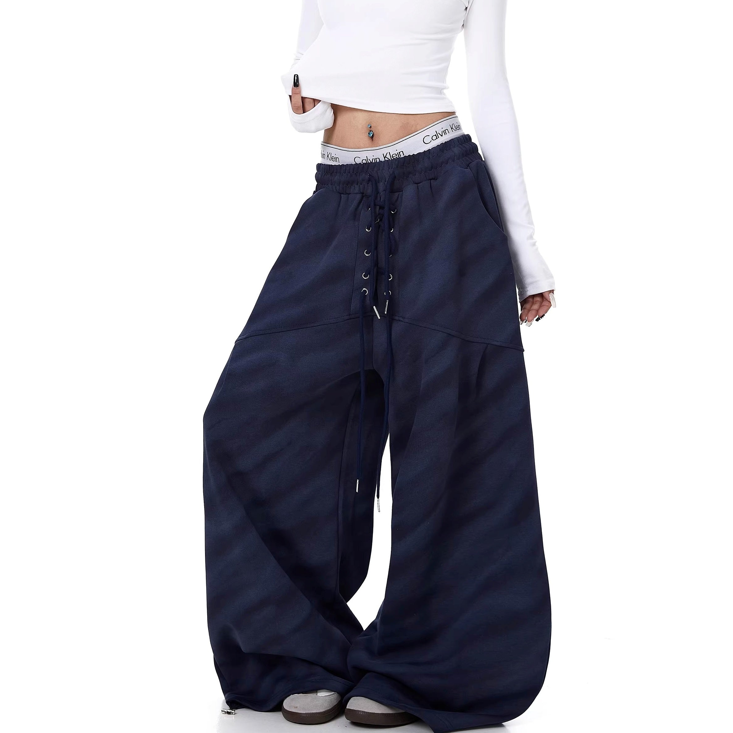 Drawstring Tie-dye Striped Curve Sweat Pants BK7071