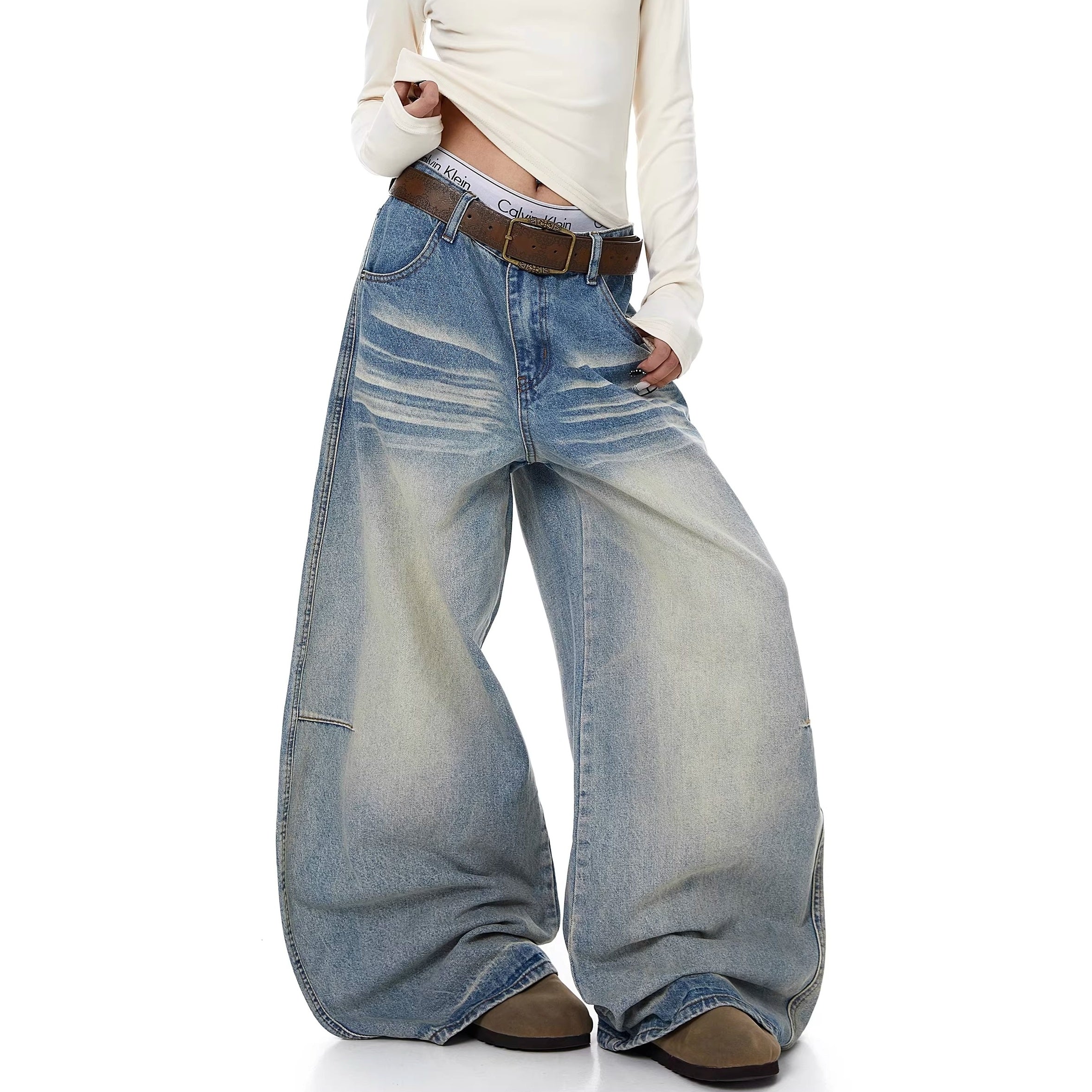 Vintage Distressed Striped Curve Jeans BK7068