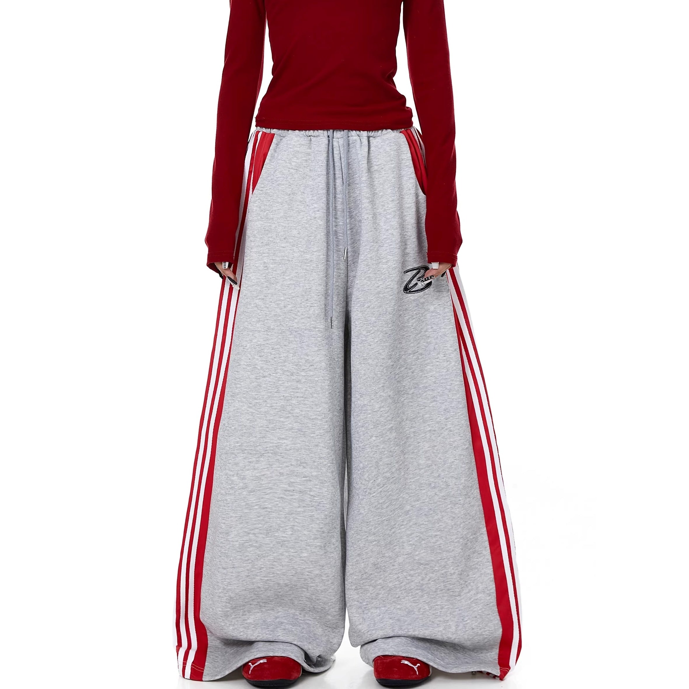 Contrast Striped Patchwork Curve Sweat Pants BK7072