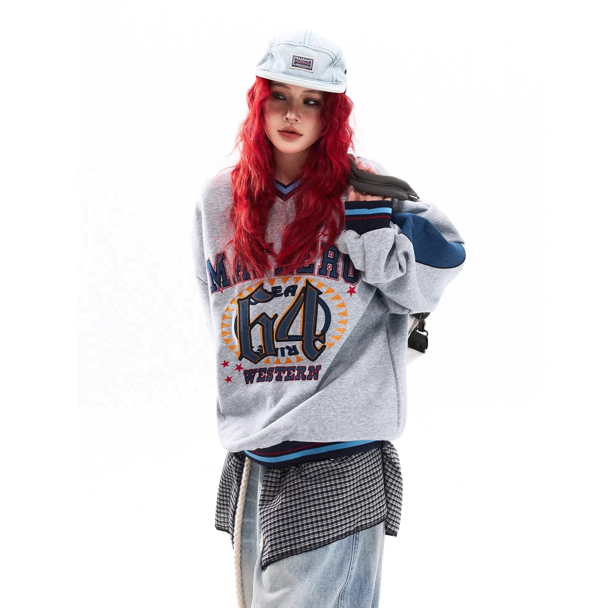 College Baseball Style V-Neck Sweat MW10319