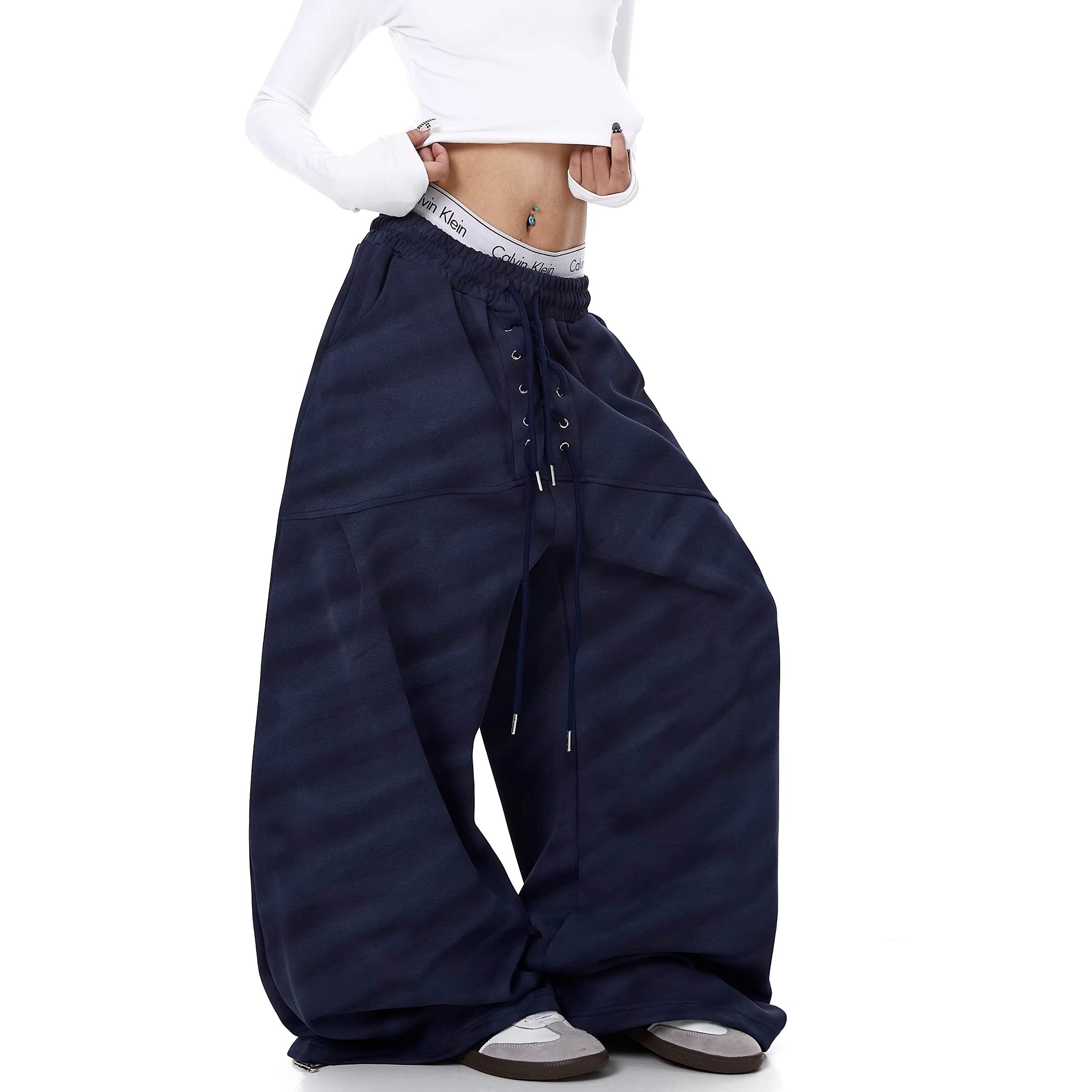 Drawstring Tie-dye Striped Curve Sweat Pants BK7071