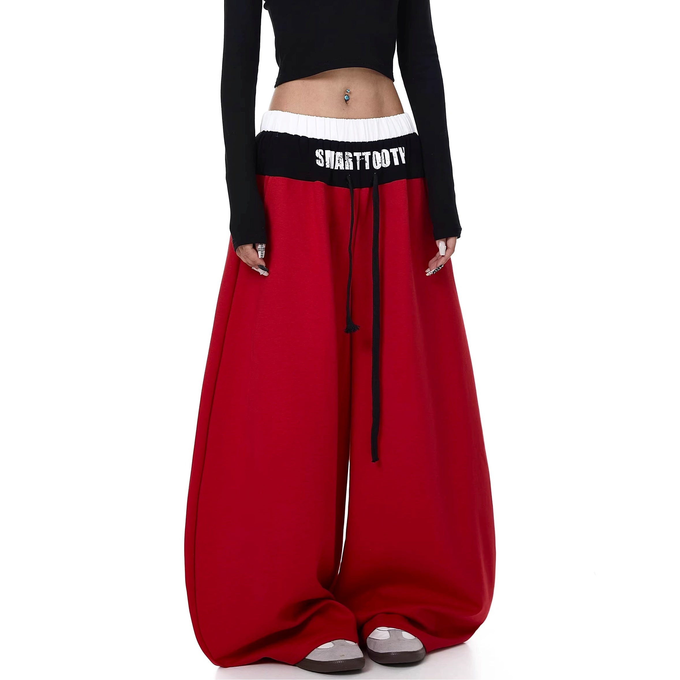 Fake Layered Spliced Letter Print Curve Sweat Pants BK7073