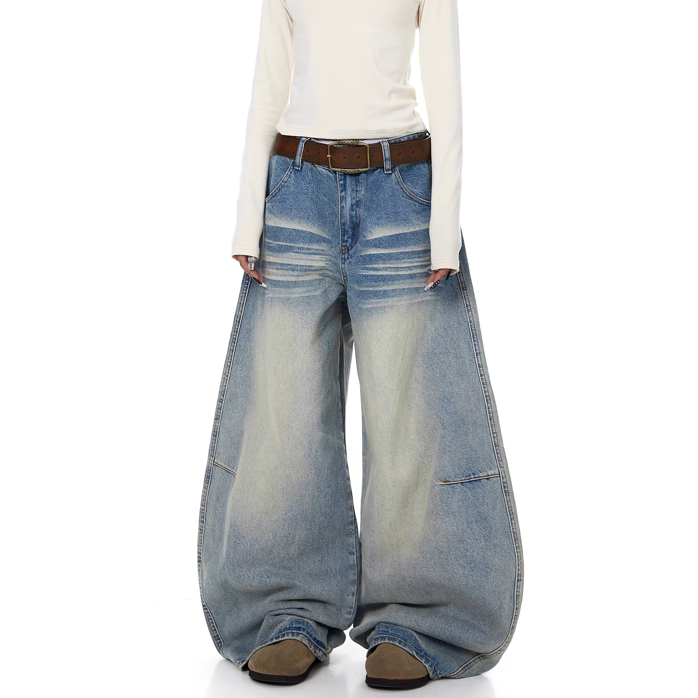 Vintage Distressed Striped Curve Jeans BK7068