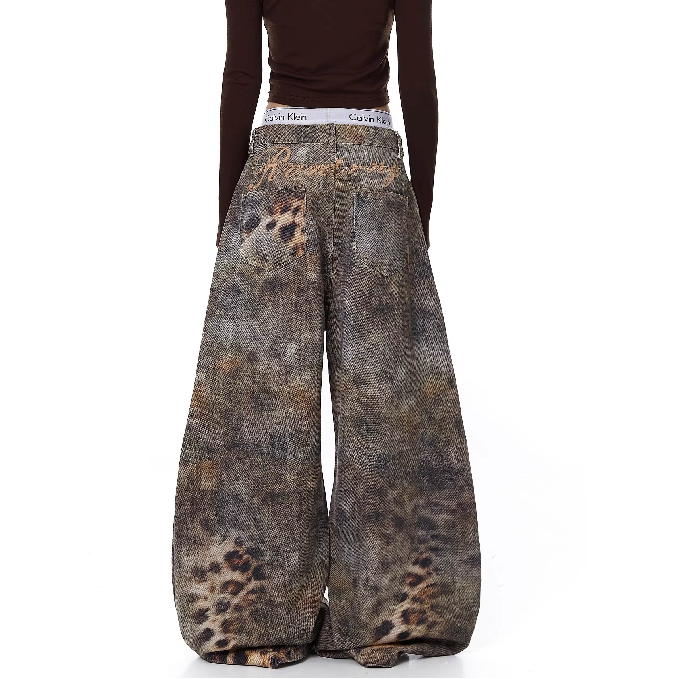 Gradation Leopard Print Wide Curve Pants MW10358