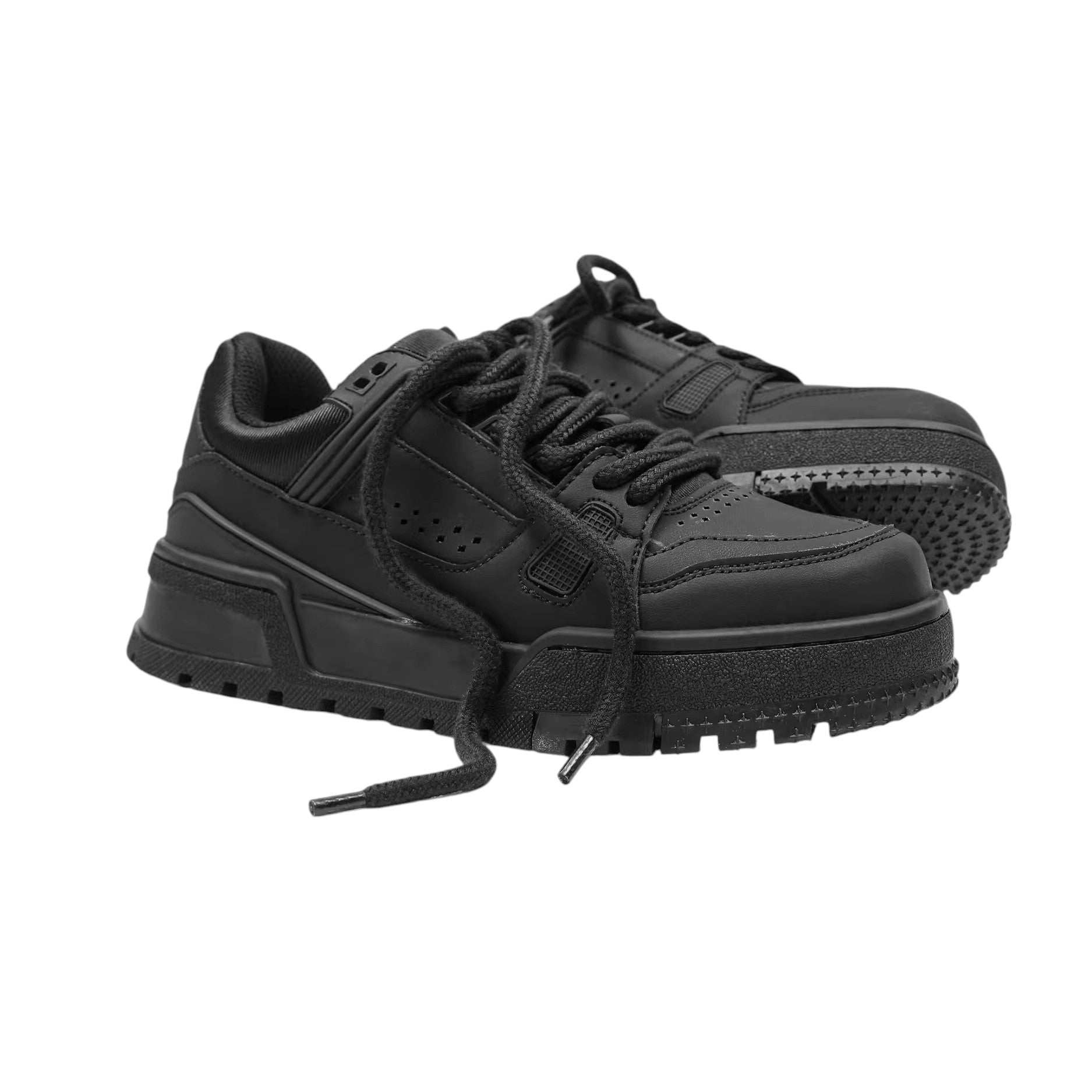 All Black Thick Sole Heightened Sneaker FG2004