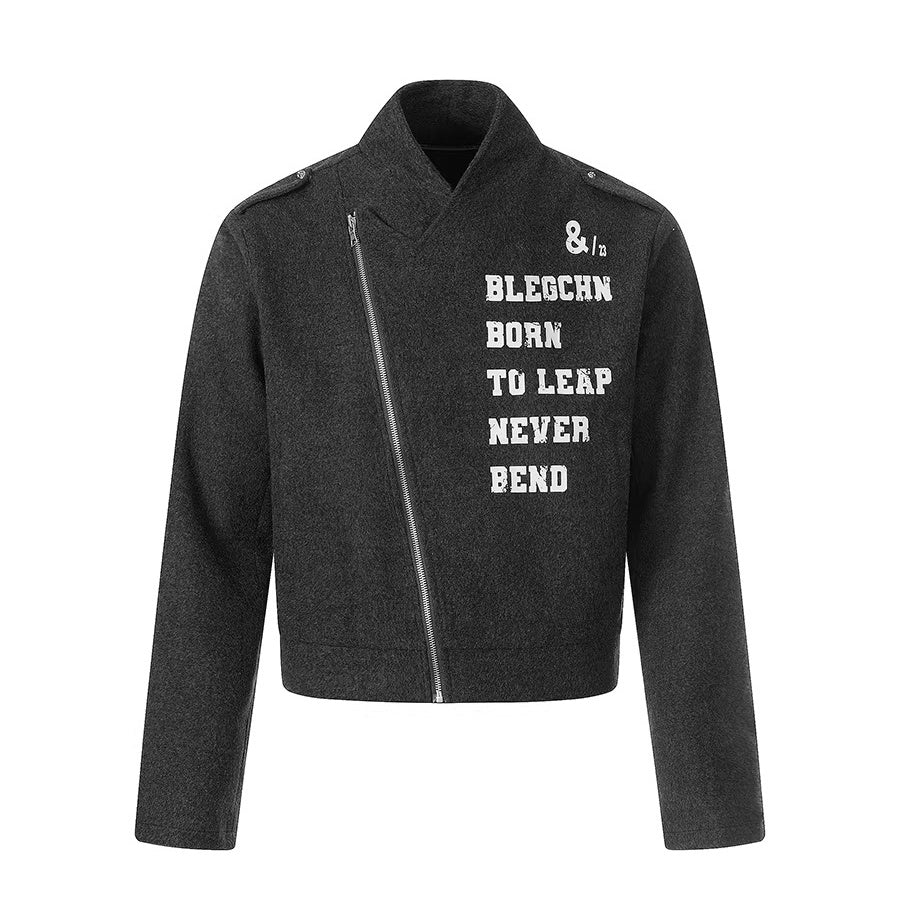 Letter Print Riders Style Jacket MW10349