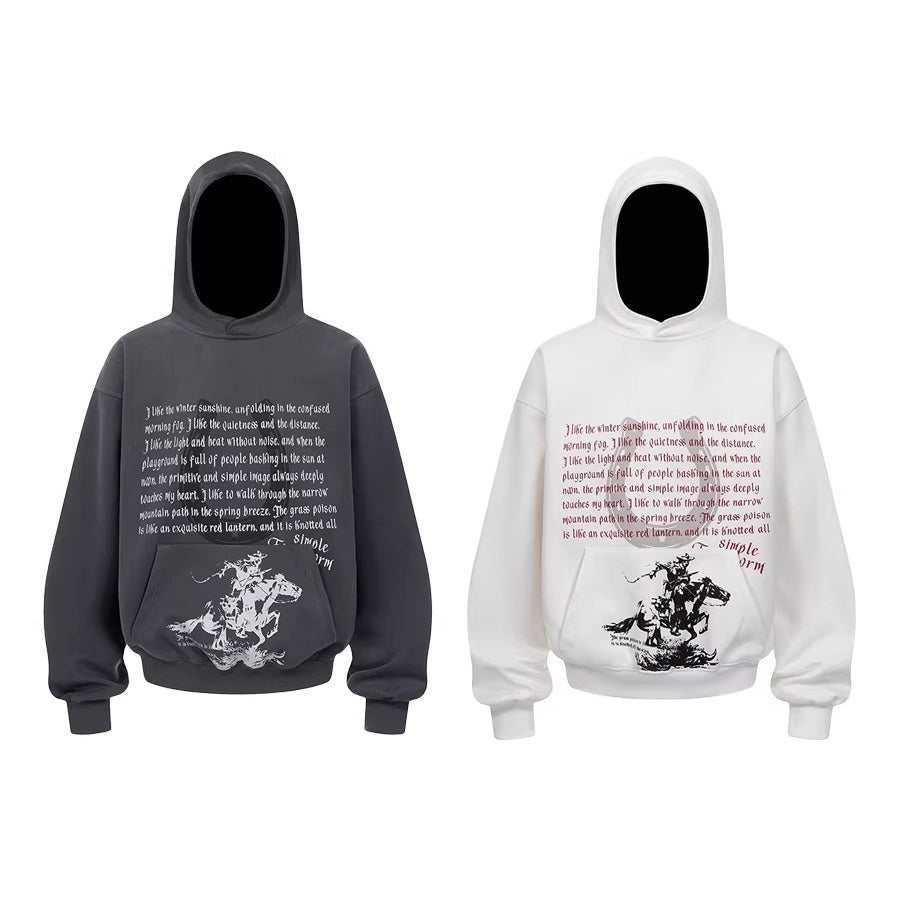Horseshoe Graphic Letter Print Hoodie MW10350