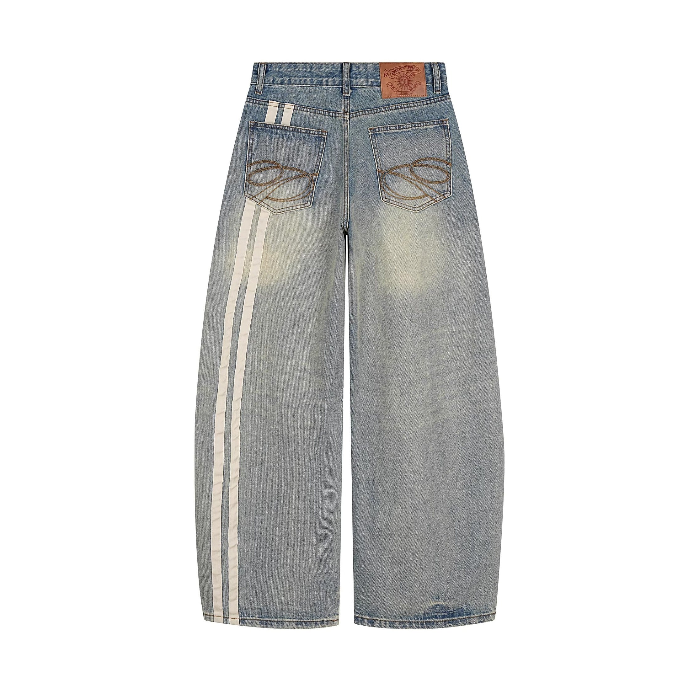 Vintage Distressed Striped Curve Jeans BK7068