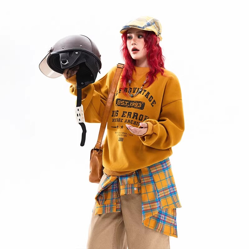 Damage Letter Print Crew Neck Sweat MW10318