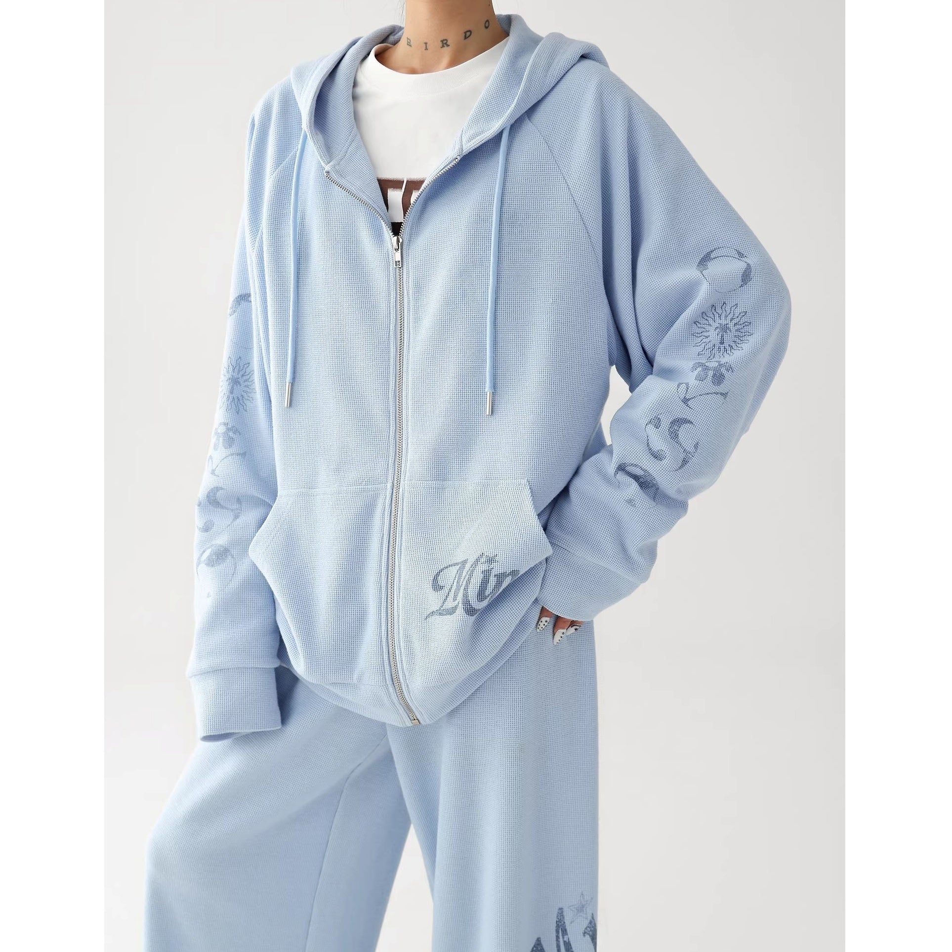 【上下別売り】Waffle American Gothic Printed Sweat Jacket & Pants Set-up AC7019