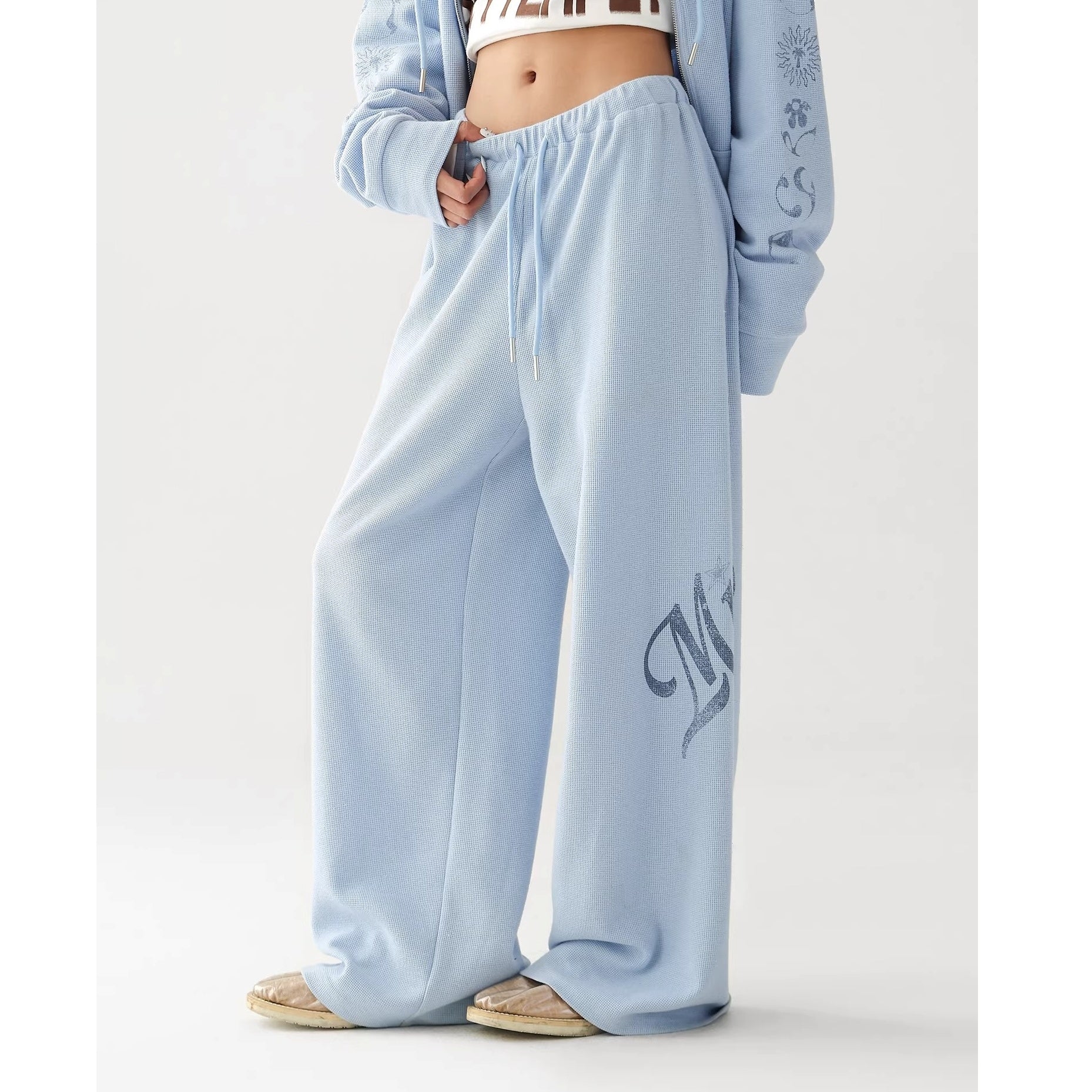 【上下別売り】Waffle American Gothic Printed Sweat Jacket & Pants Set-up AC7019