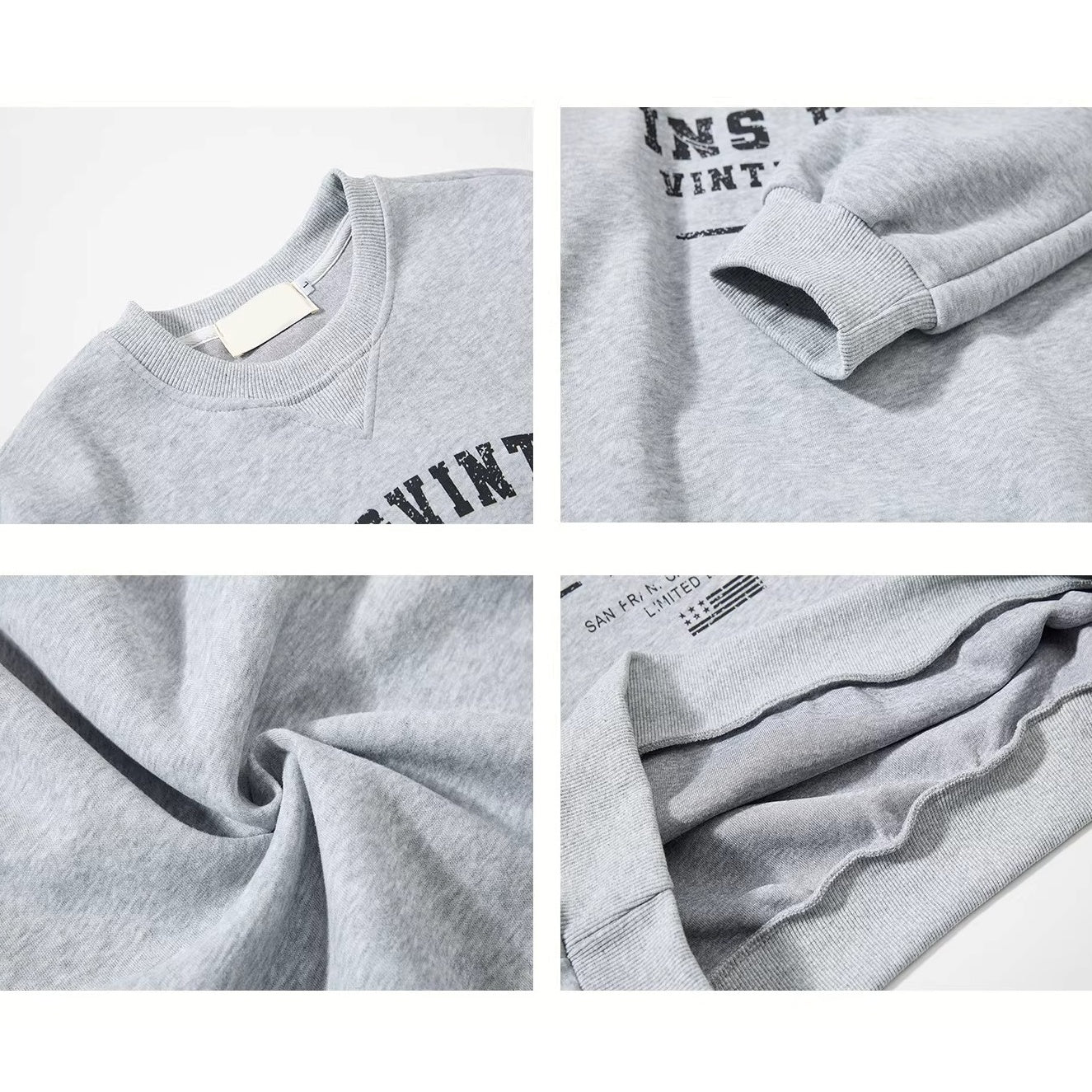 Damage Letter Print Crew Neck Sweat MW10318