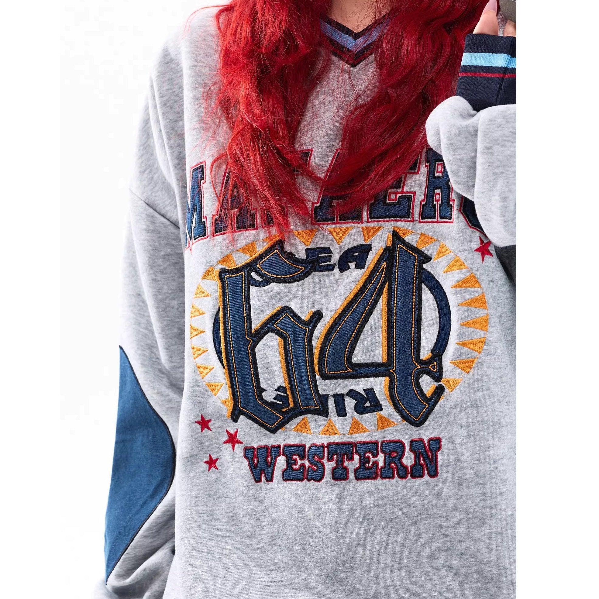 College Baseball Style V-Neck Sweat MW10319