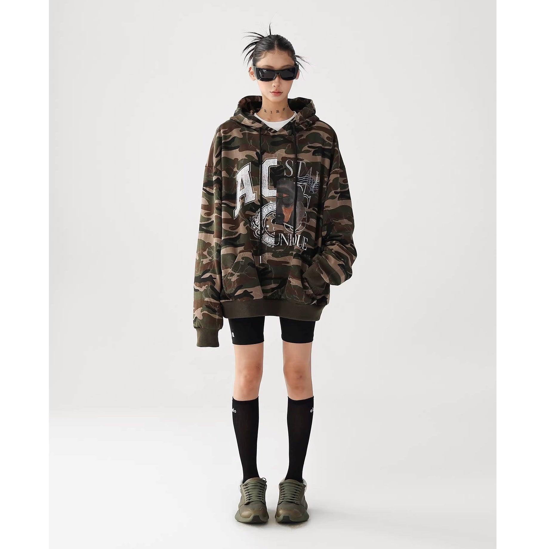 Vintage Print Camouflage Loose Hoodie AC7020