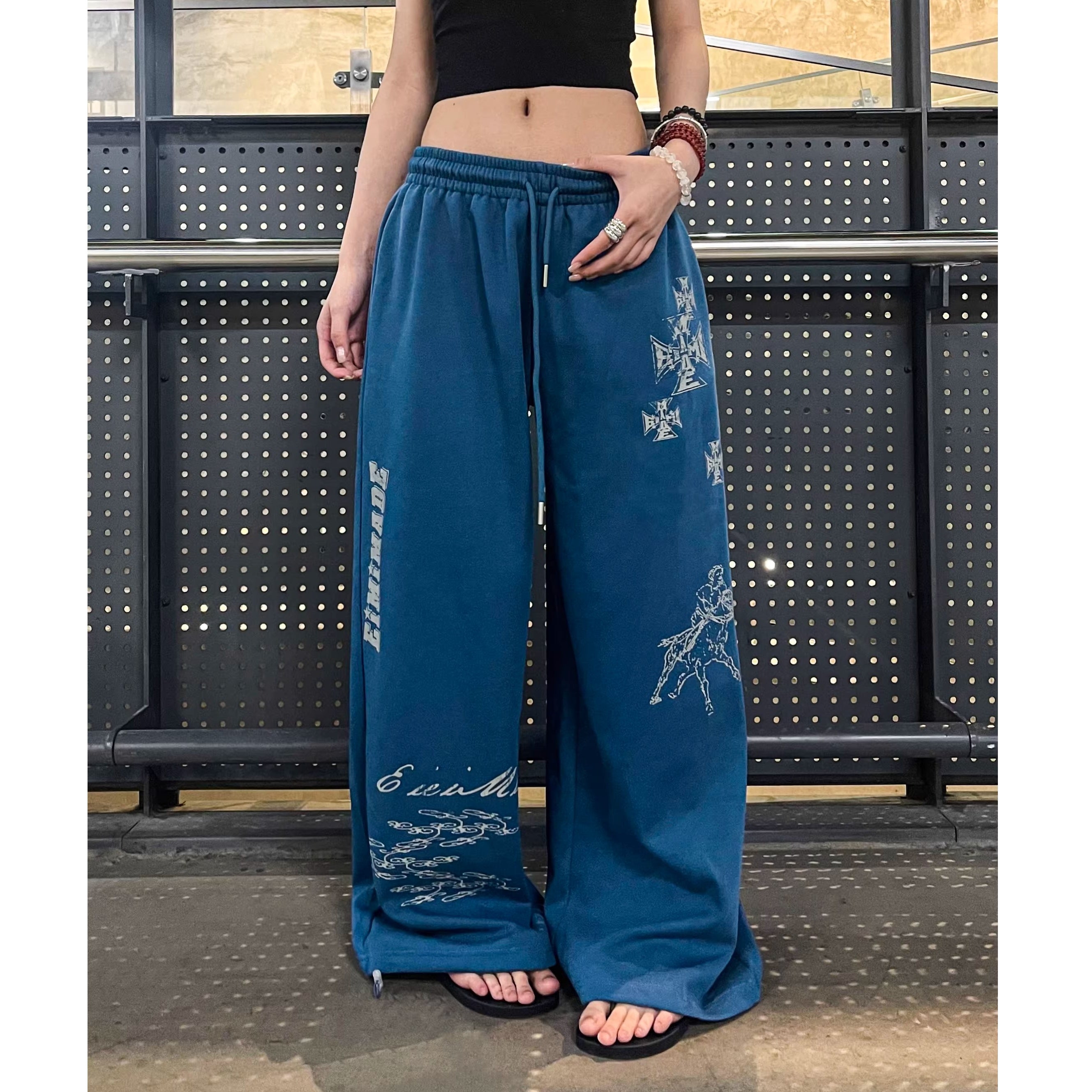 Crack Print Loose Sweat Pants MW10311