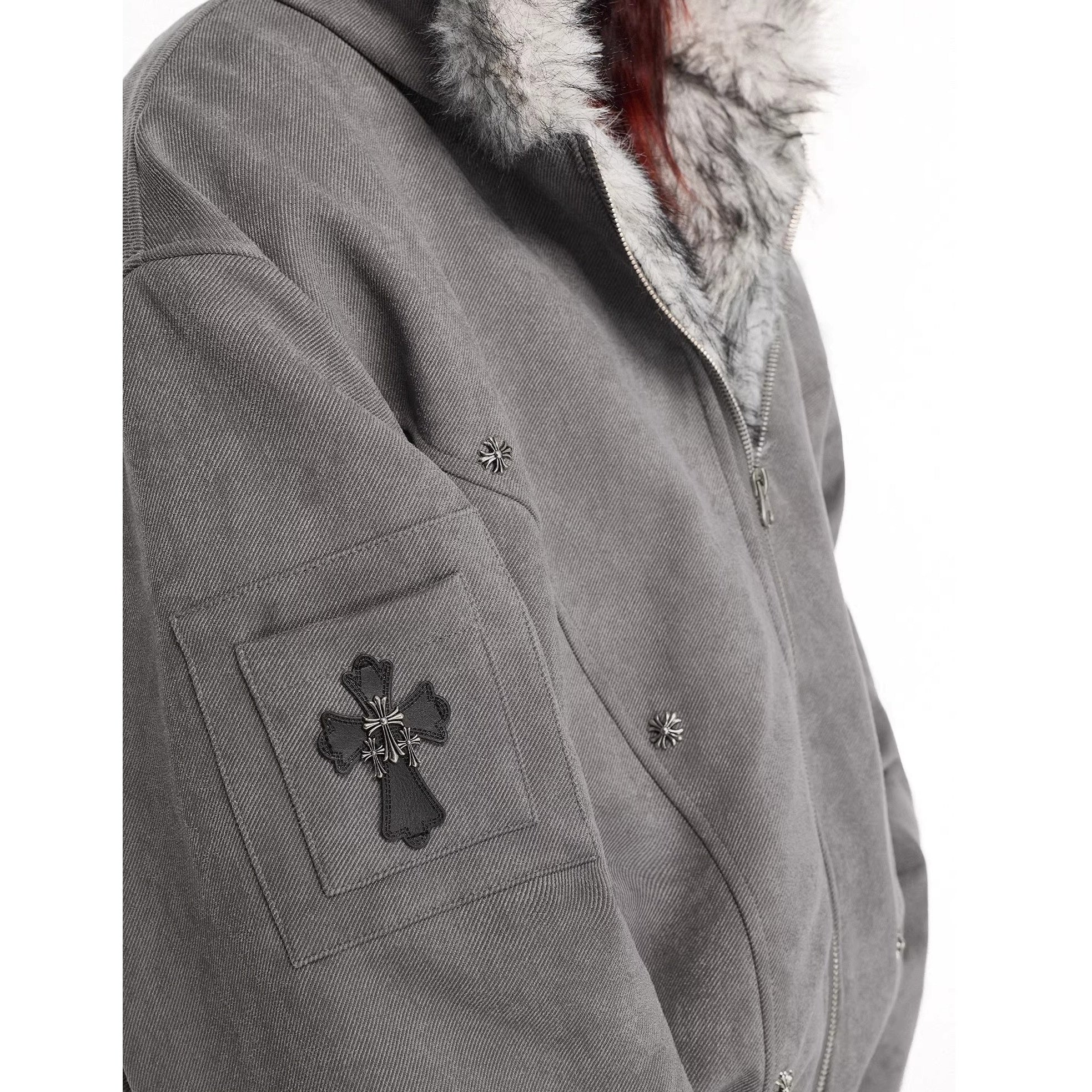 Fur Collar Carving Hooded Mountain Jacket MW10313