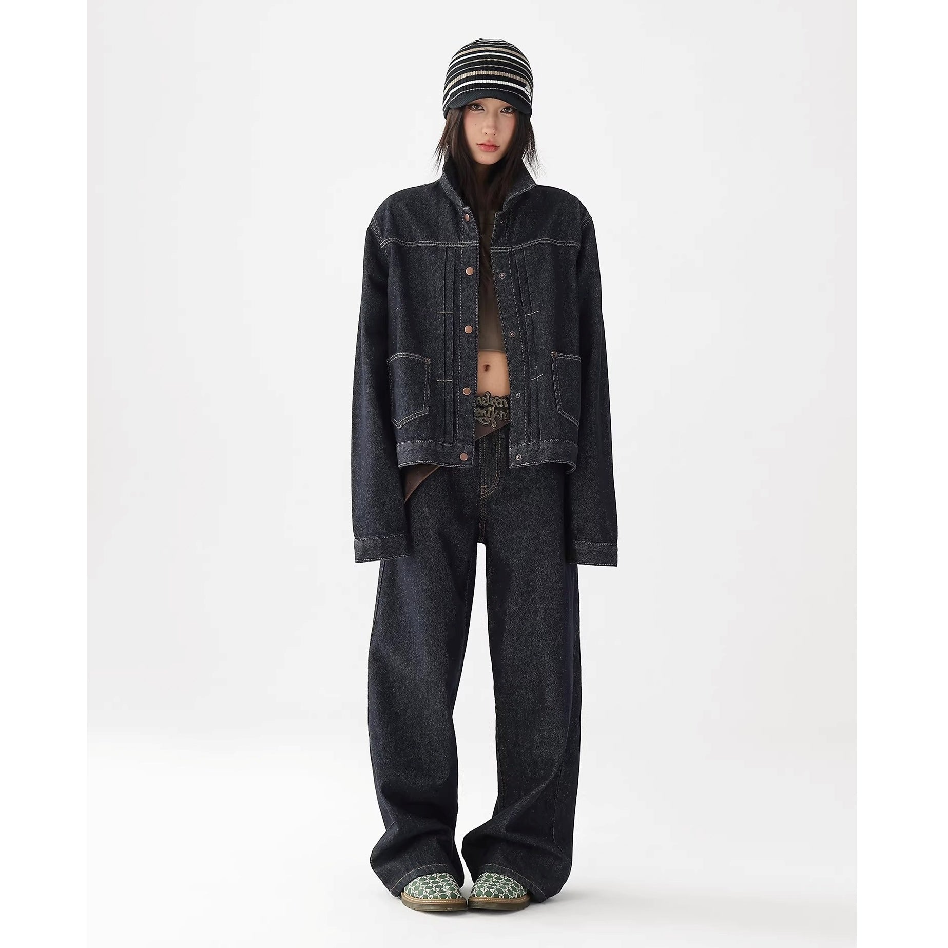 【上下別売り】Vintage Washed Loose Denim Jacket & Jeans Set-up AC7024