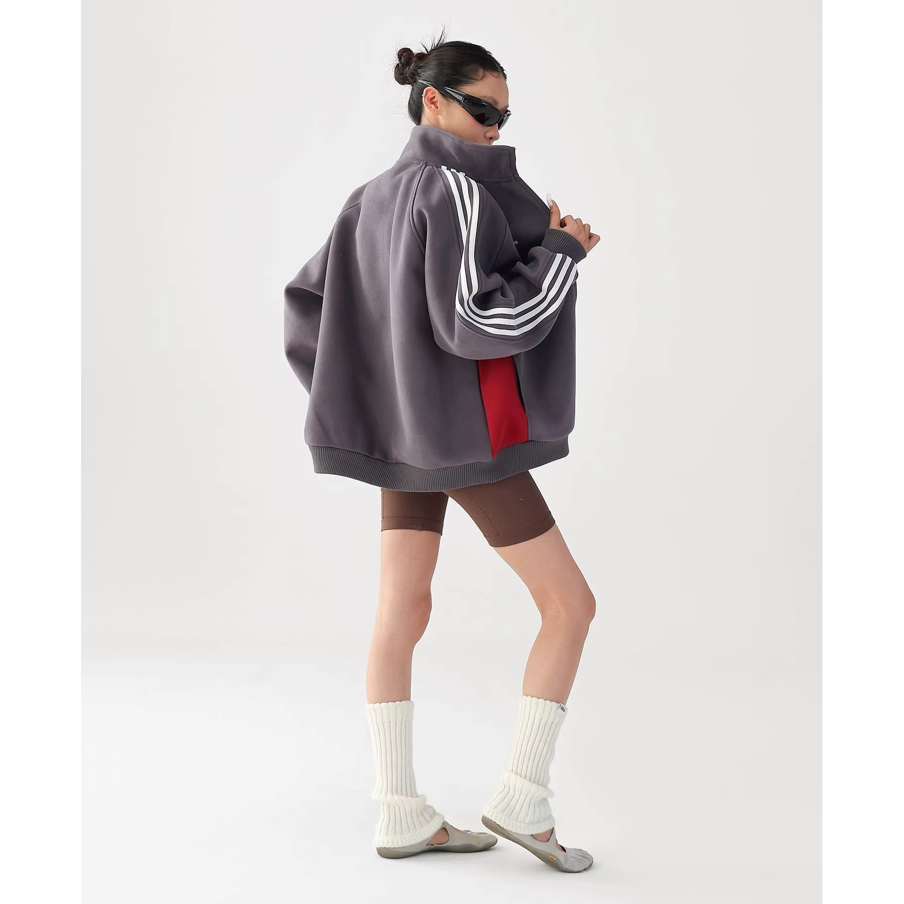 Preppy Embroidered Three-bar Sweat Jacket AC7021