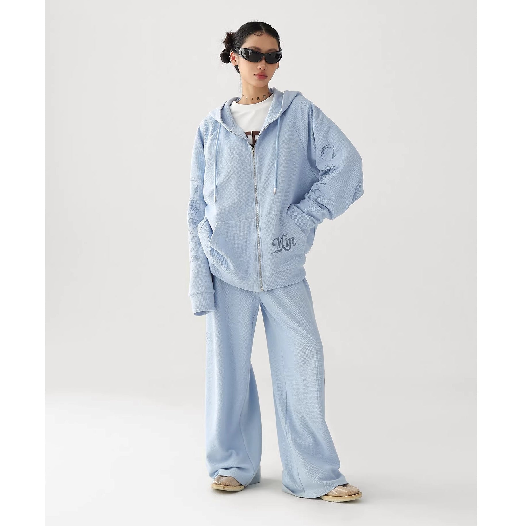 【上下別売り】Waffle American Gothic Printed Sweat Jacket & Pants Set-up AC7019