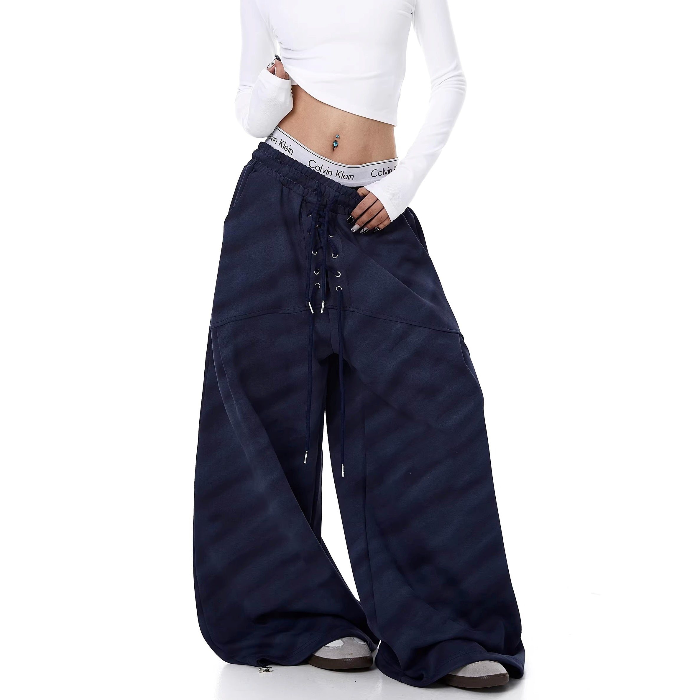 Drawstring Tie-dye Striped Curve Sweat Pants BK7071