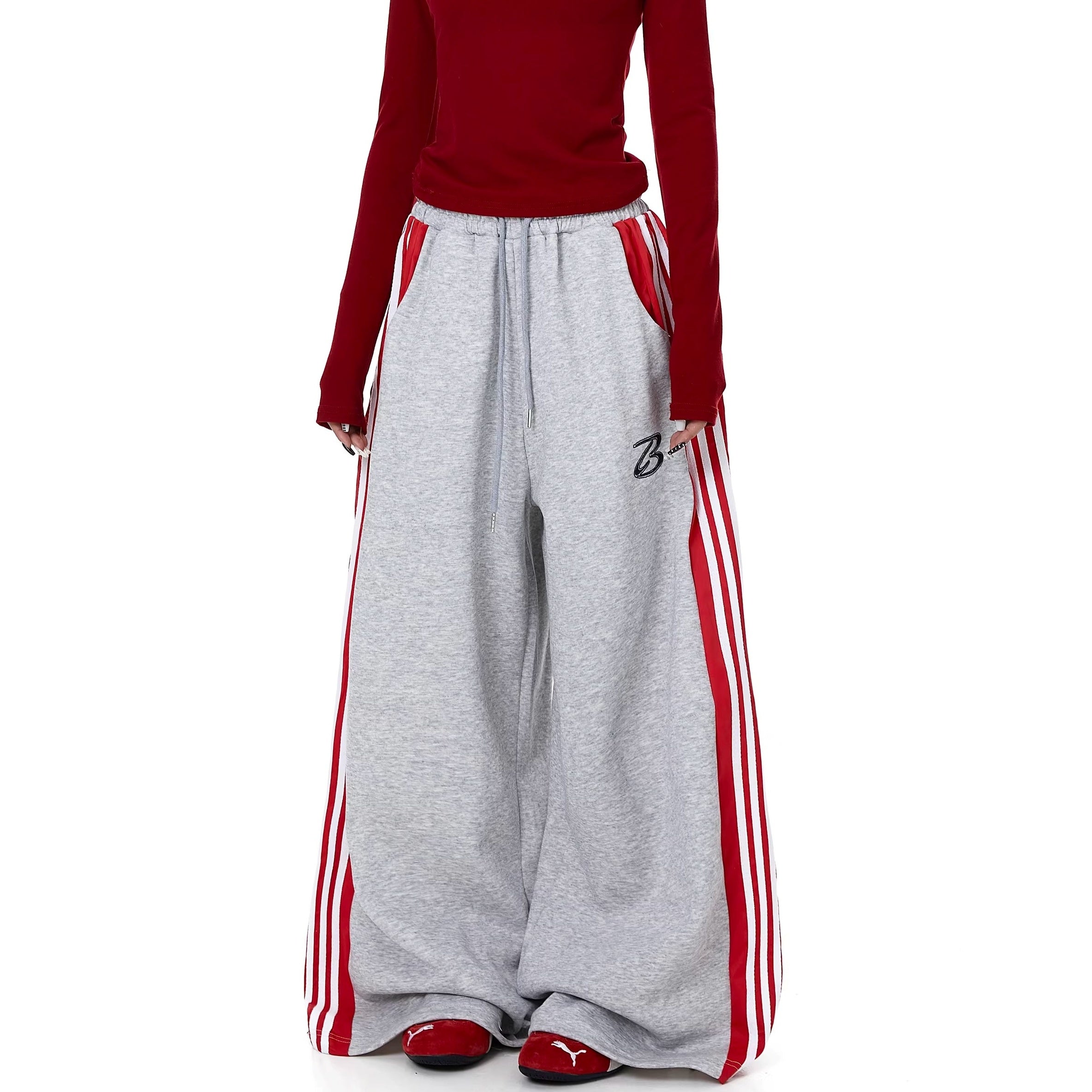 Contrast Striped Patchwork Curve Sweat Pants BK7072