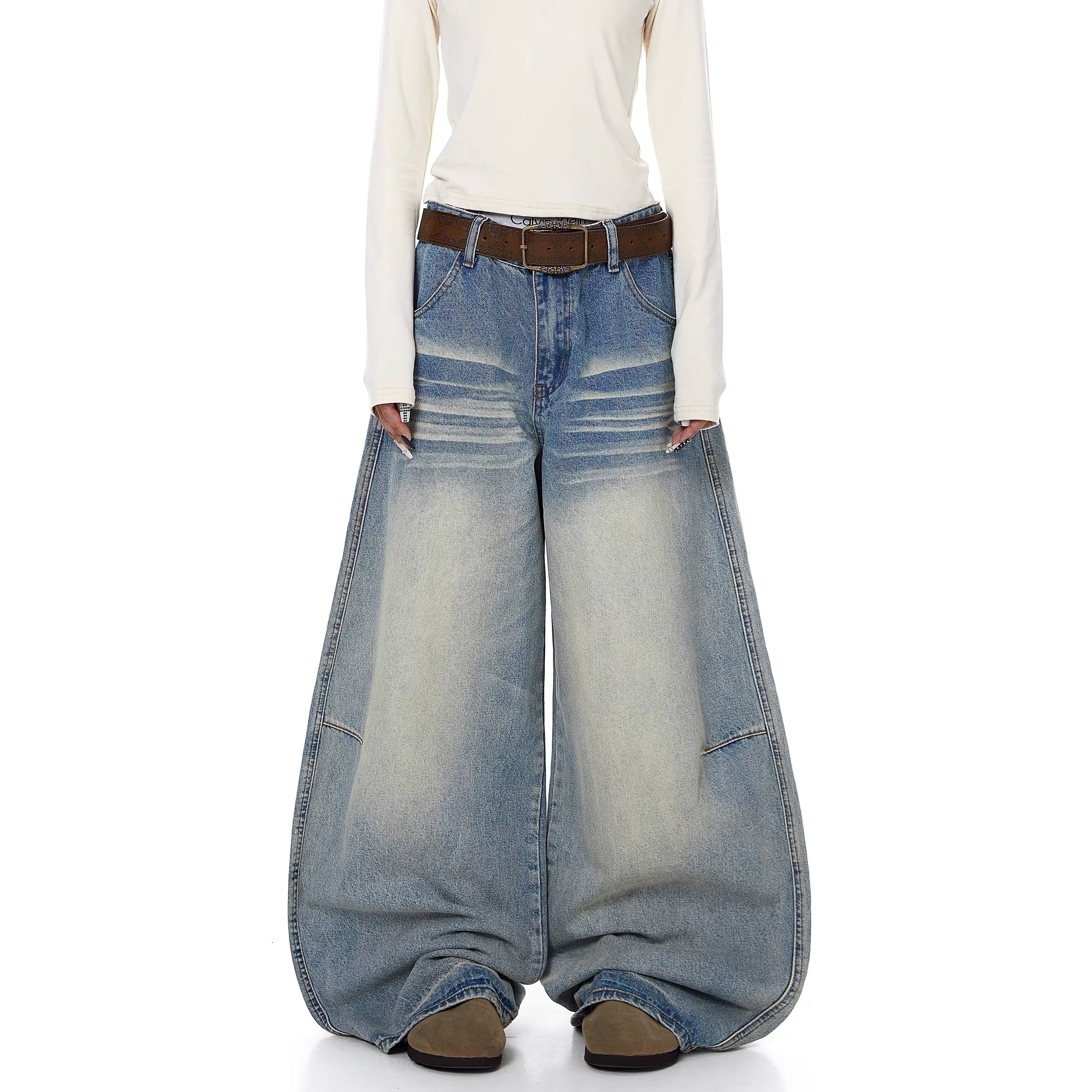 Vintage Distressed Striped Curve Jeans BK7068