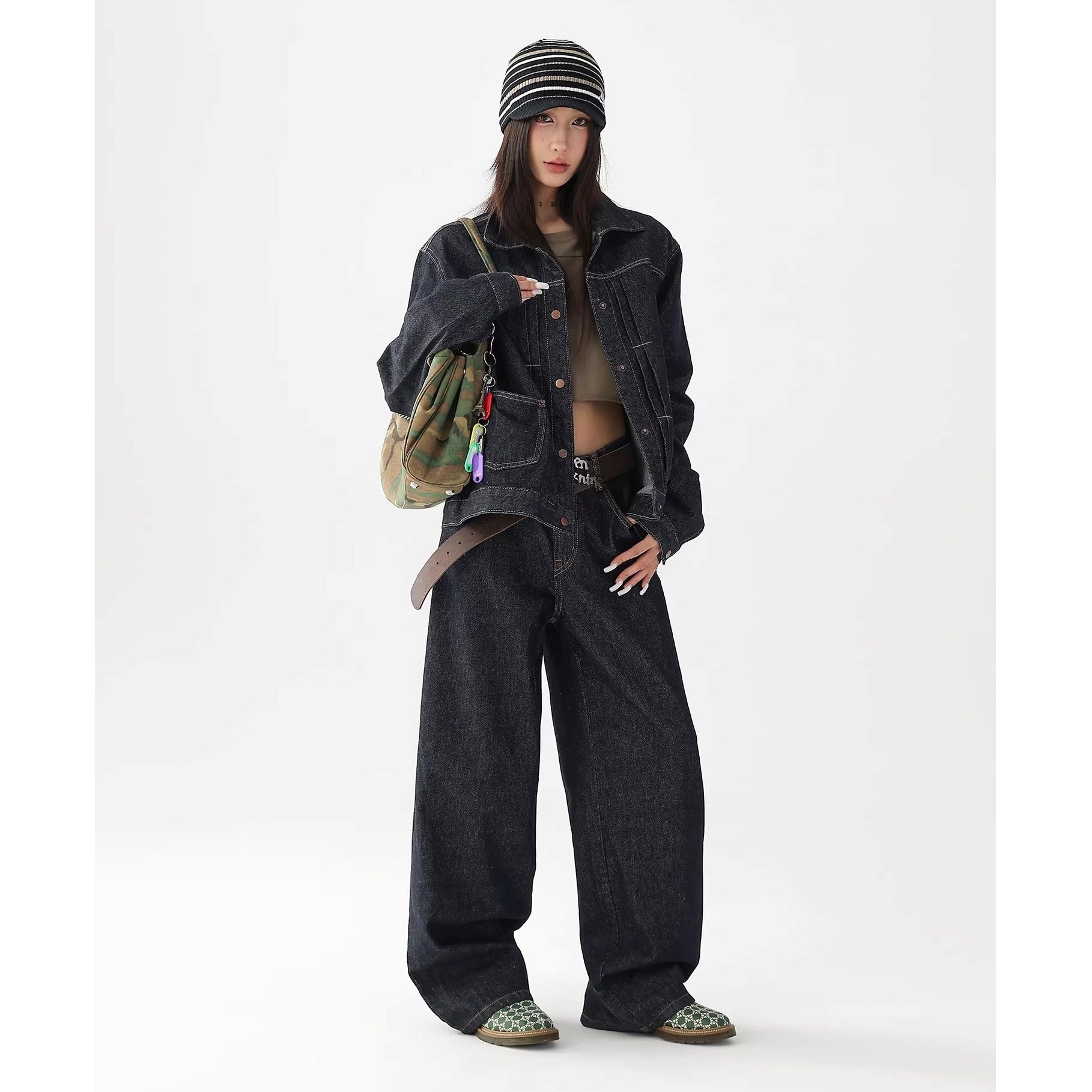 【上下別売り】Vintage Washed Loose Denim Jacket & Jeans Set-up AC7024