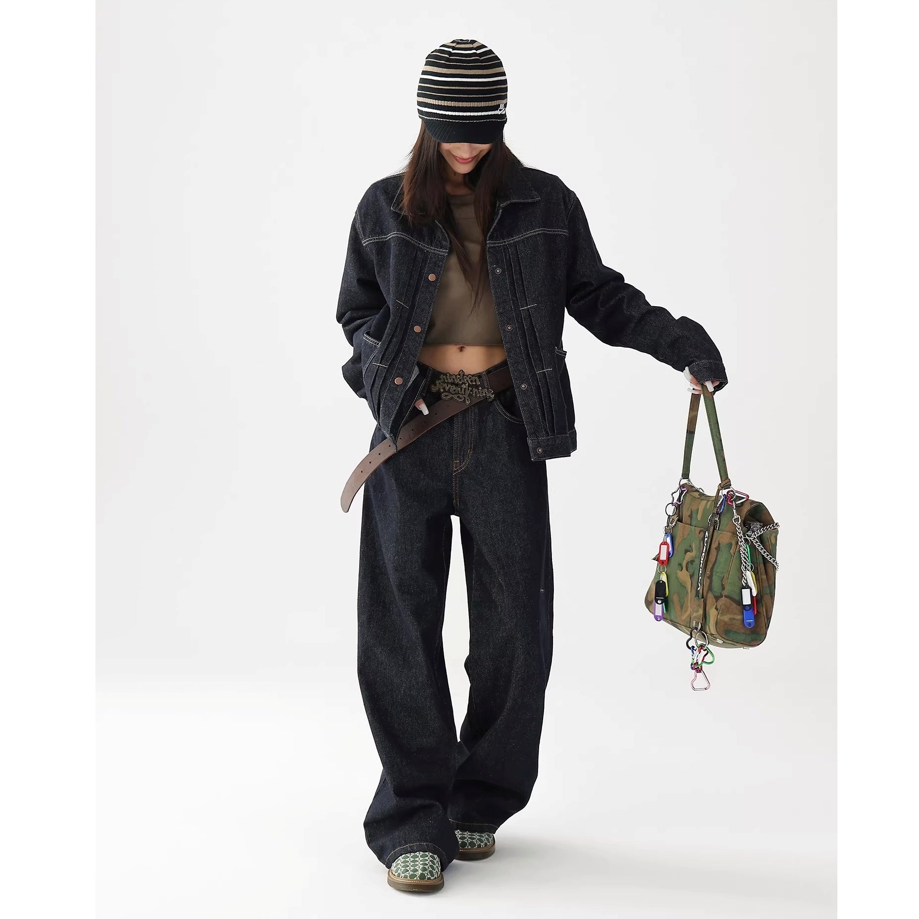 【上下別売り】Vintage Washed Loose Denim Jacket & Jeans Set-up AC7024