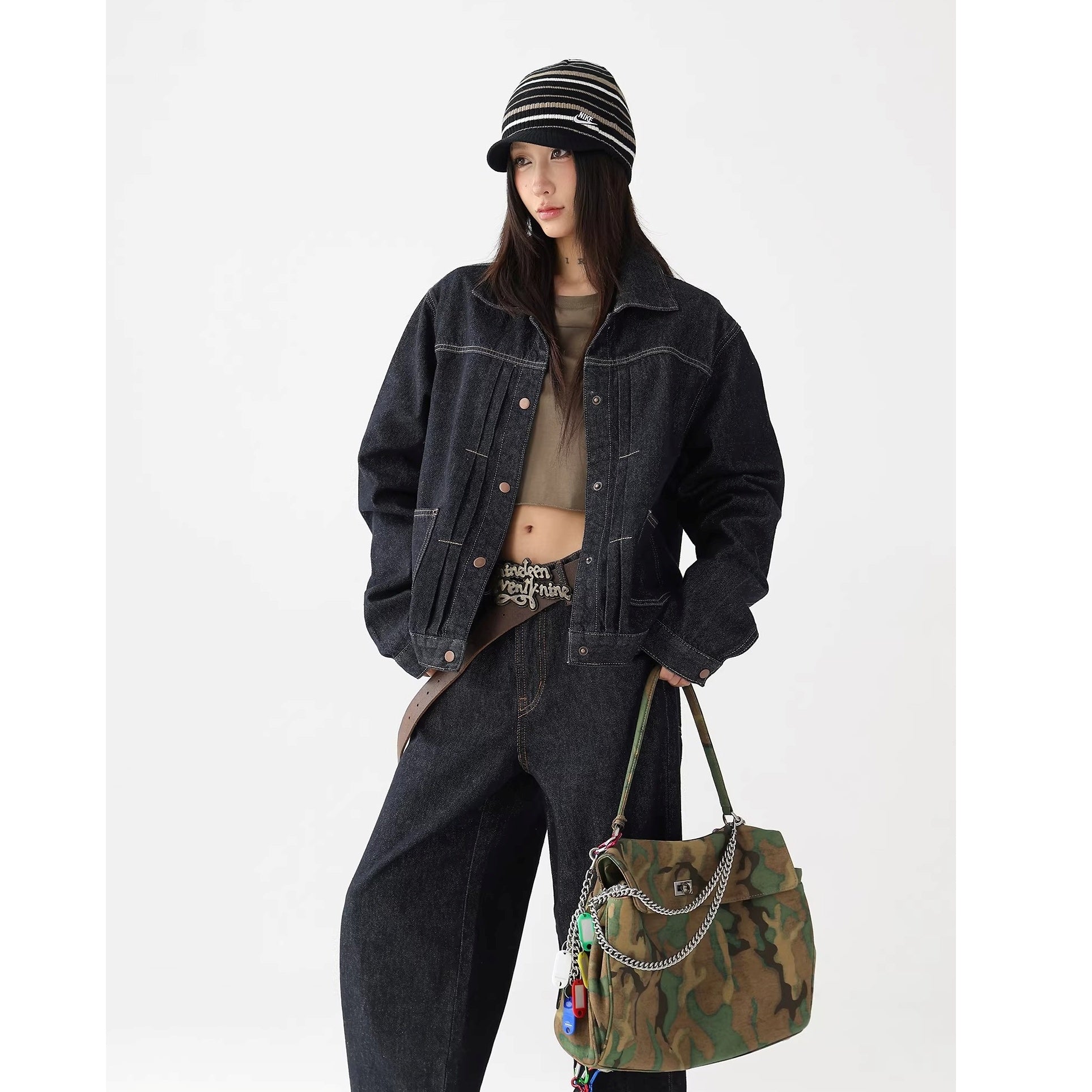 【上下別売り】Vintage Washed Loose Denim Jacket & Jeans Set-up AC7024