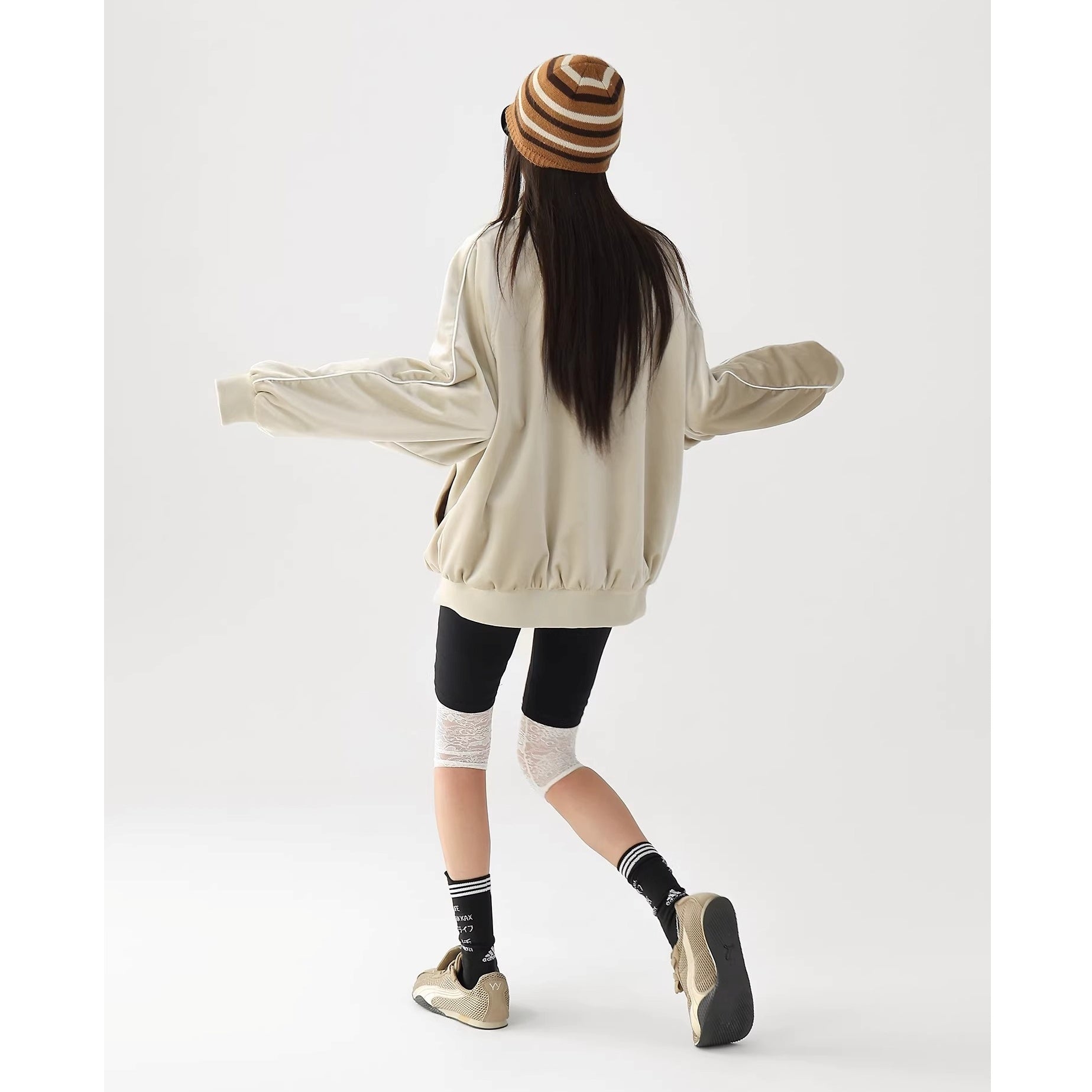 Reflective Paneled Stand Collar Velor Track Jacket AC7025