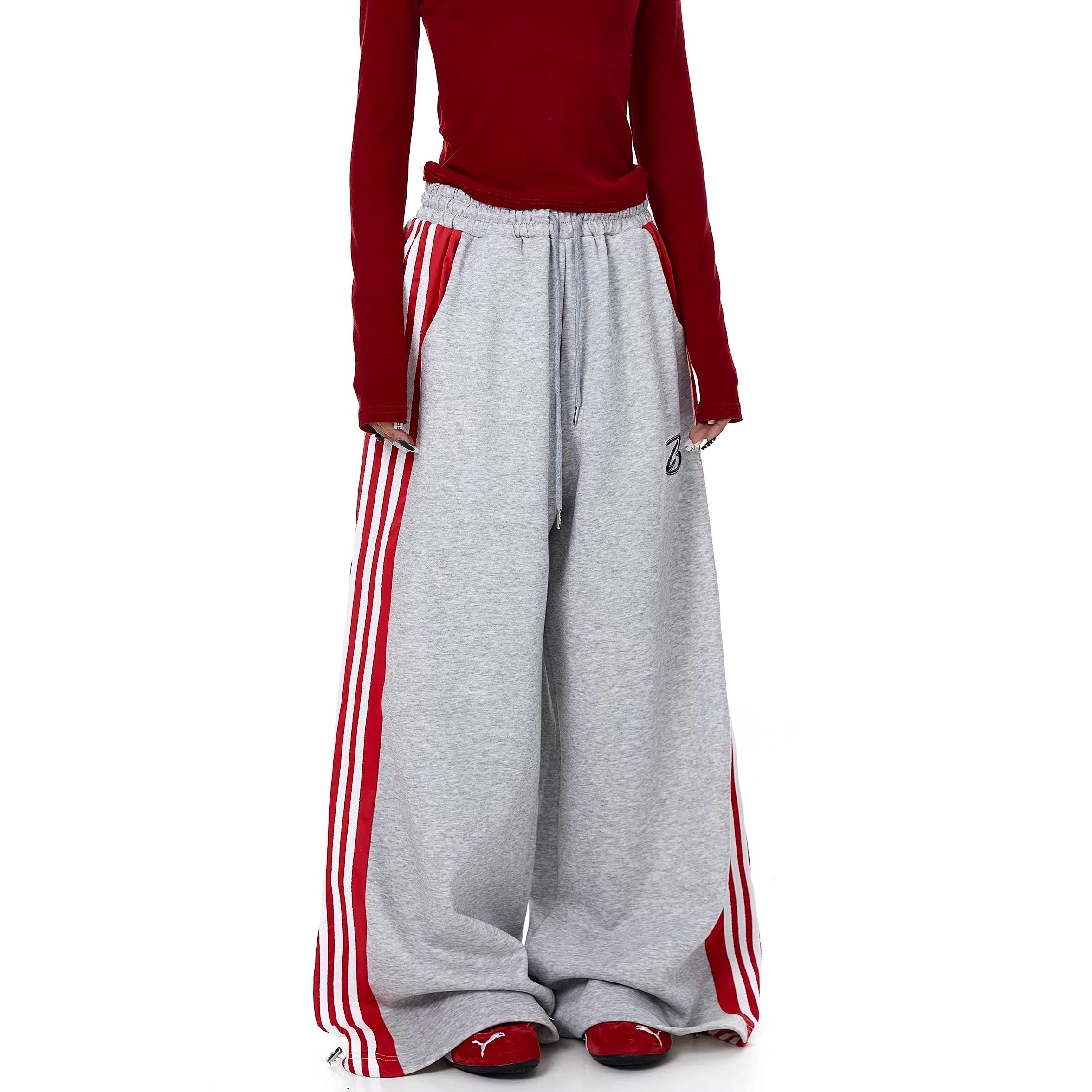 Contrast Striped Patchwork Curve Sweat Pants BK7072