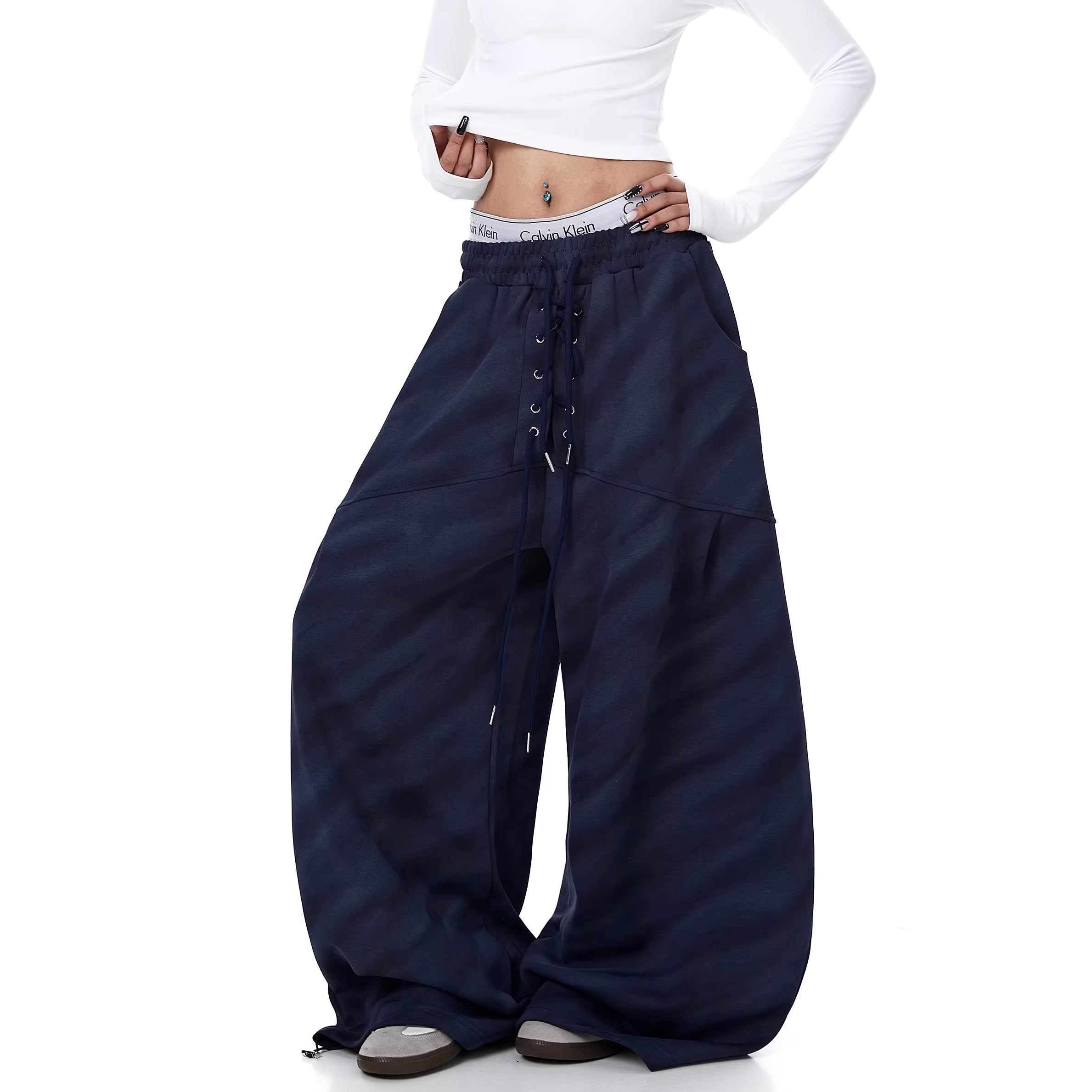 Drawstring Tie-dye Striped Curve Sweat Pants BK7071