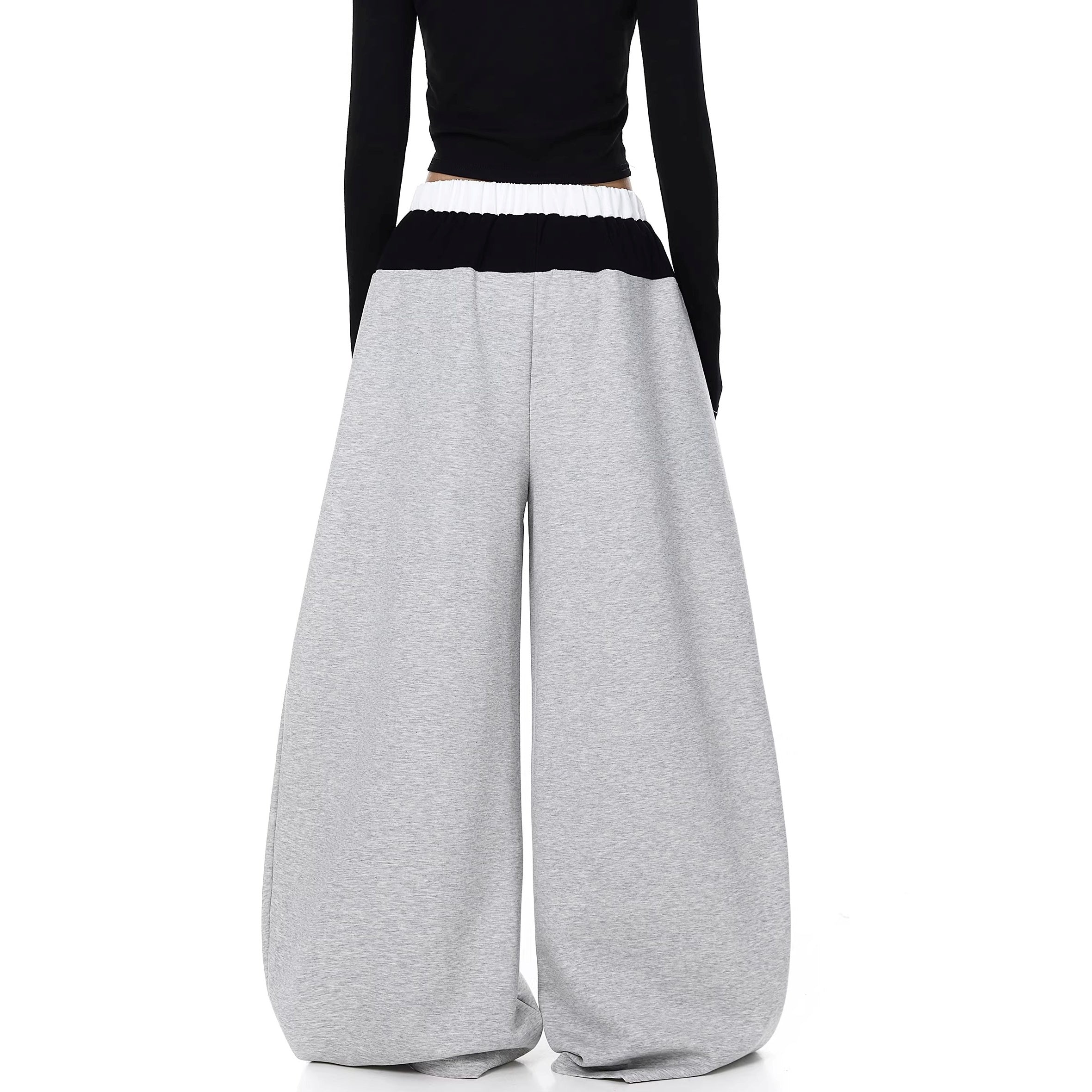 Fake Layered Spliced Letter Print Curve Sweat Pants BK7073