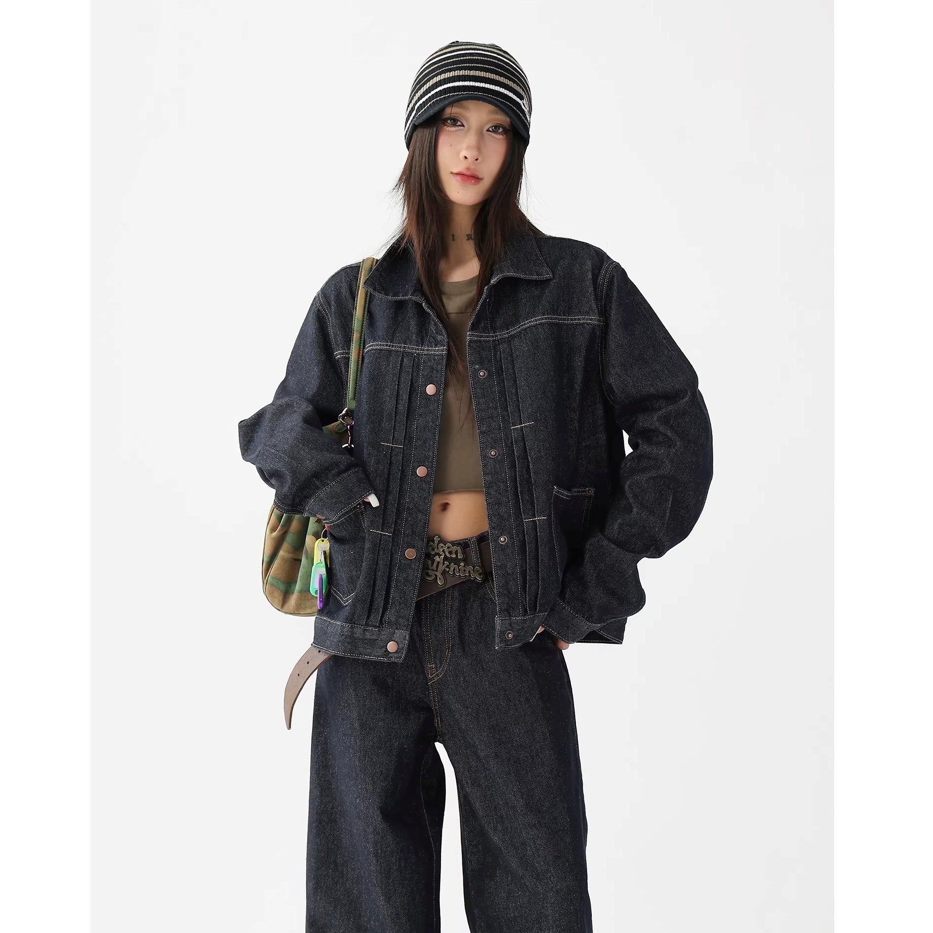【上下別売り】Vintage Washed Loose Denim Jacket & Jeans Set-up AC7024