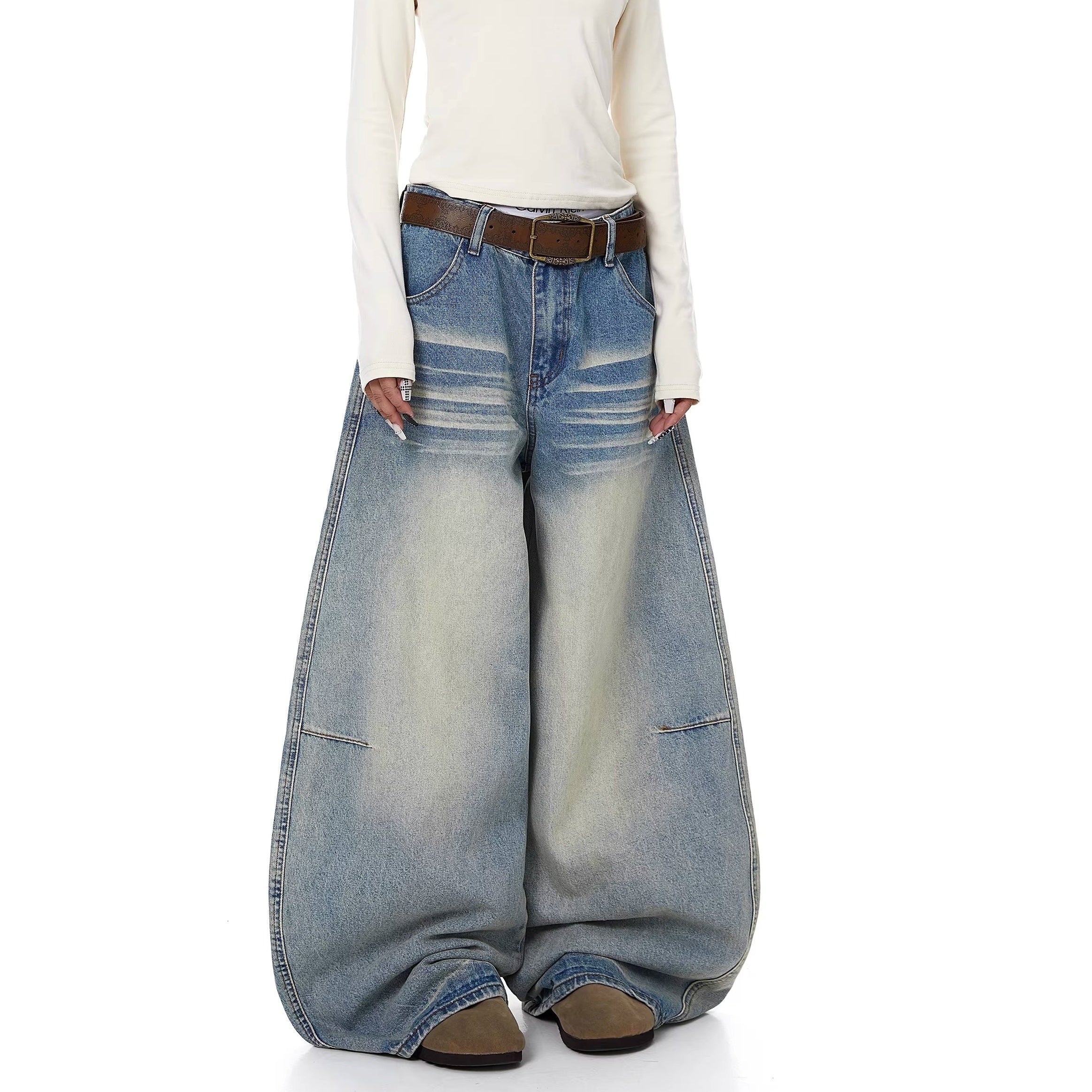 Vintage Distressed Striped Curve Jeans BK7068