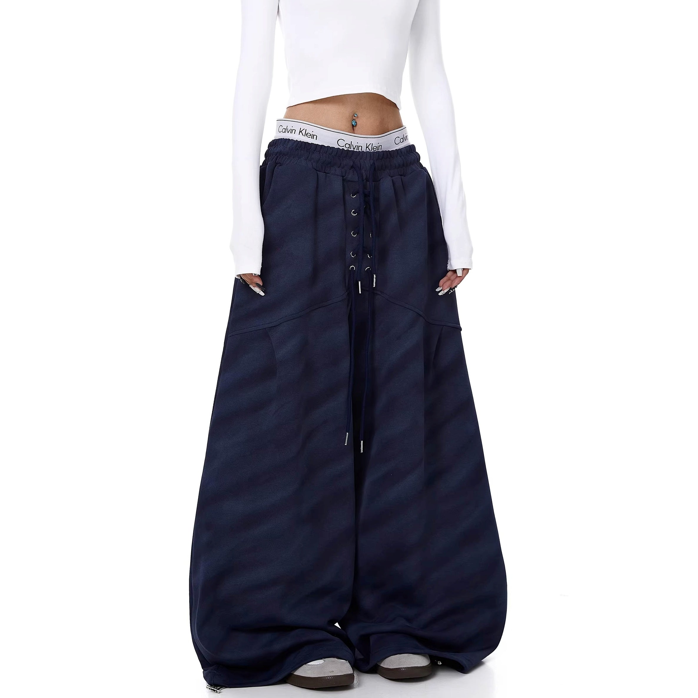 Drawstring Tie-dye Striped Curve Sweat Pants BK7071