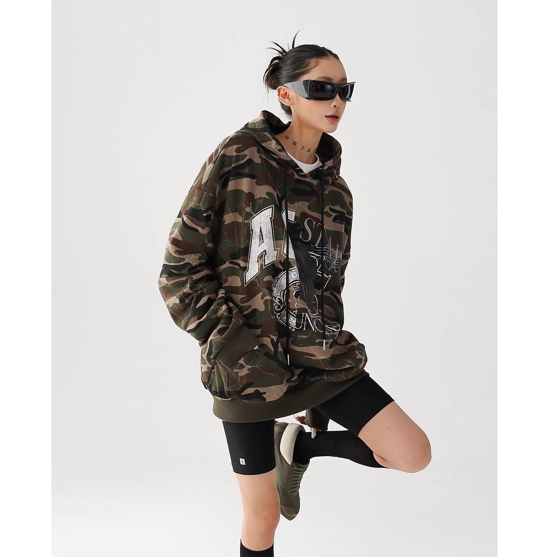 Vintage Print Camouflage Loose Hoodie AC7020