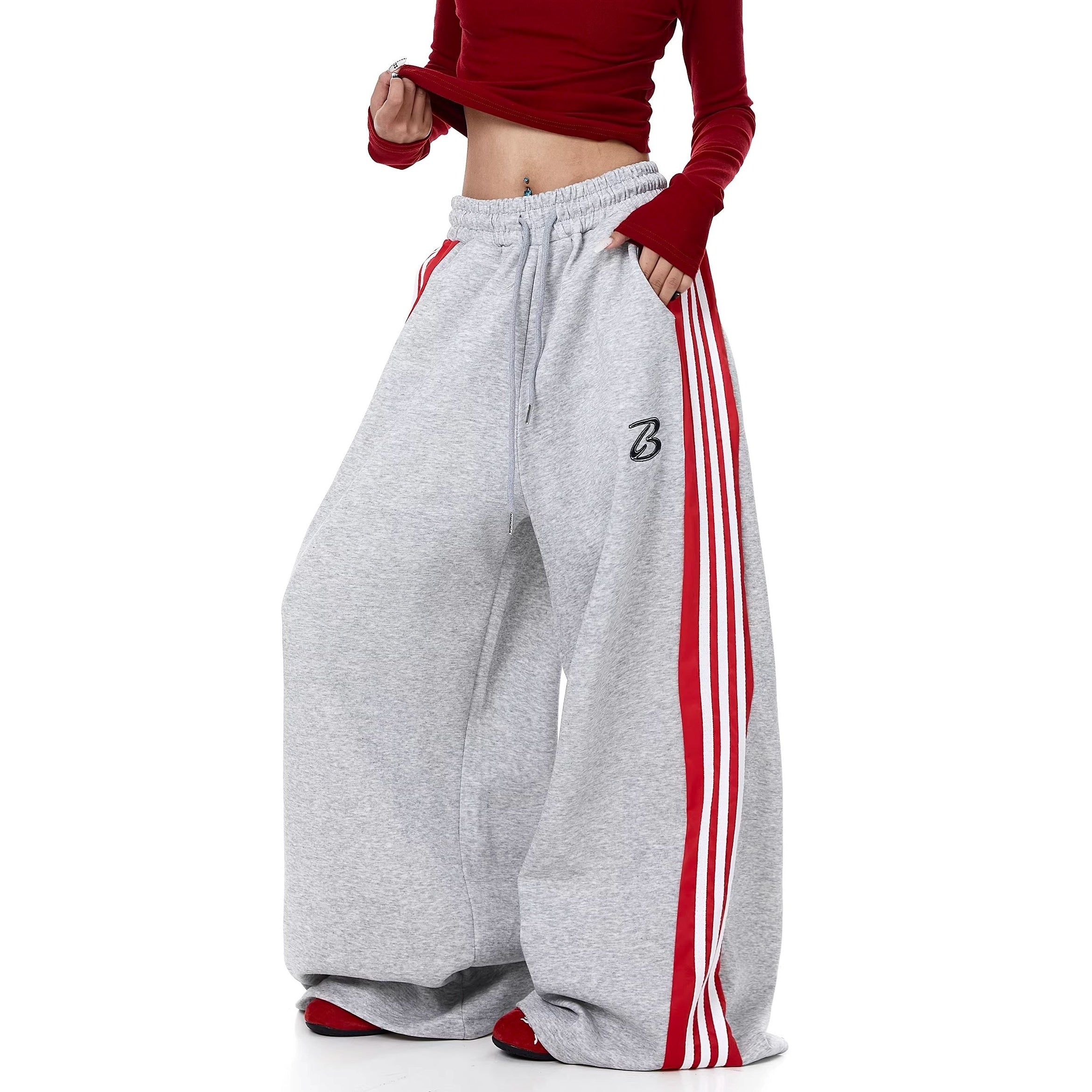 Contrast Striped Patchwork Curve Sweat Pants BK7072