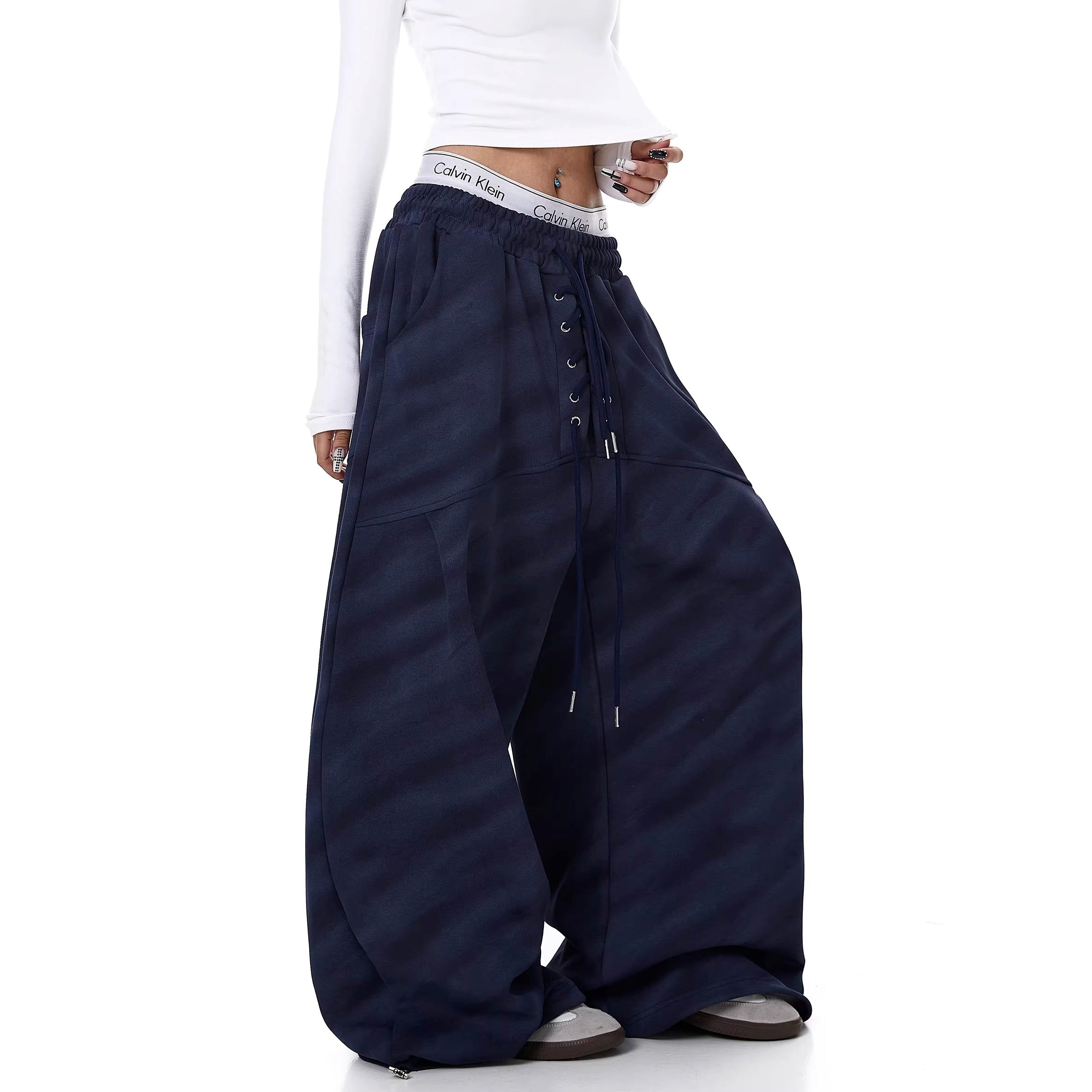 Drawstring Tie-dye Striped Curve Sweat Pants BK7071