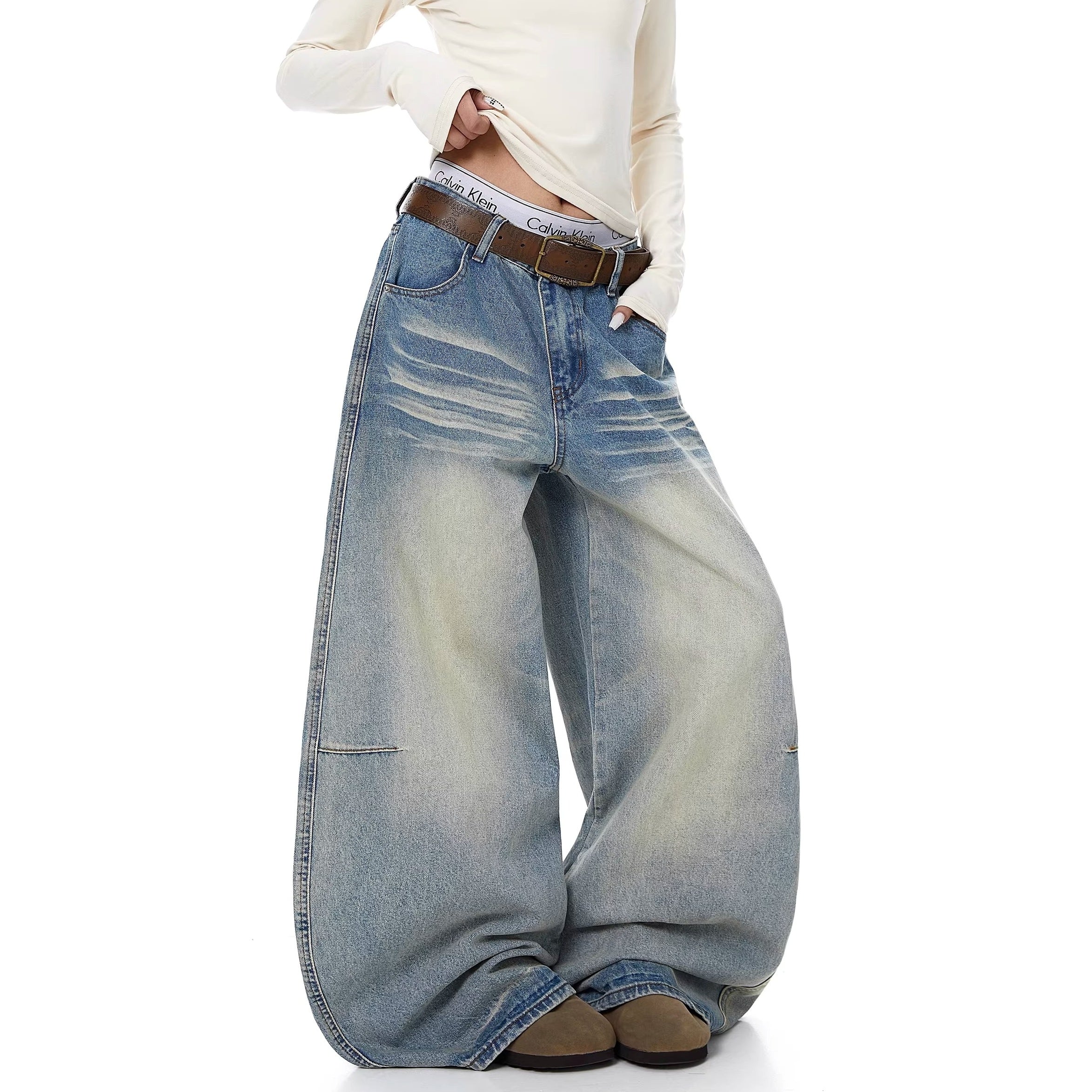 Vintage Distressed Striped Curve Jeans BK7068