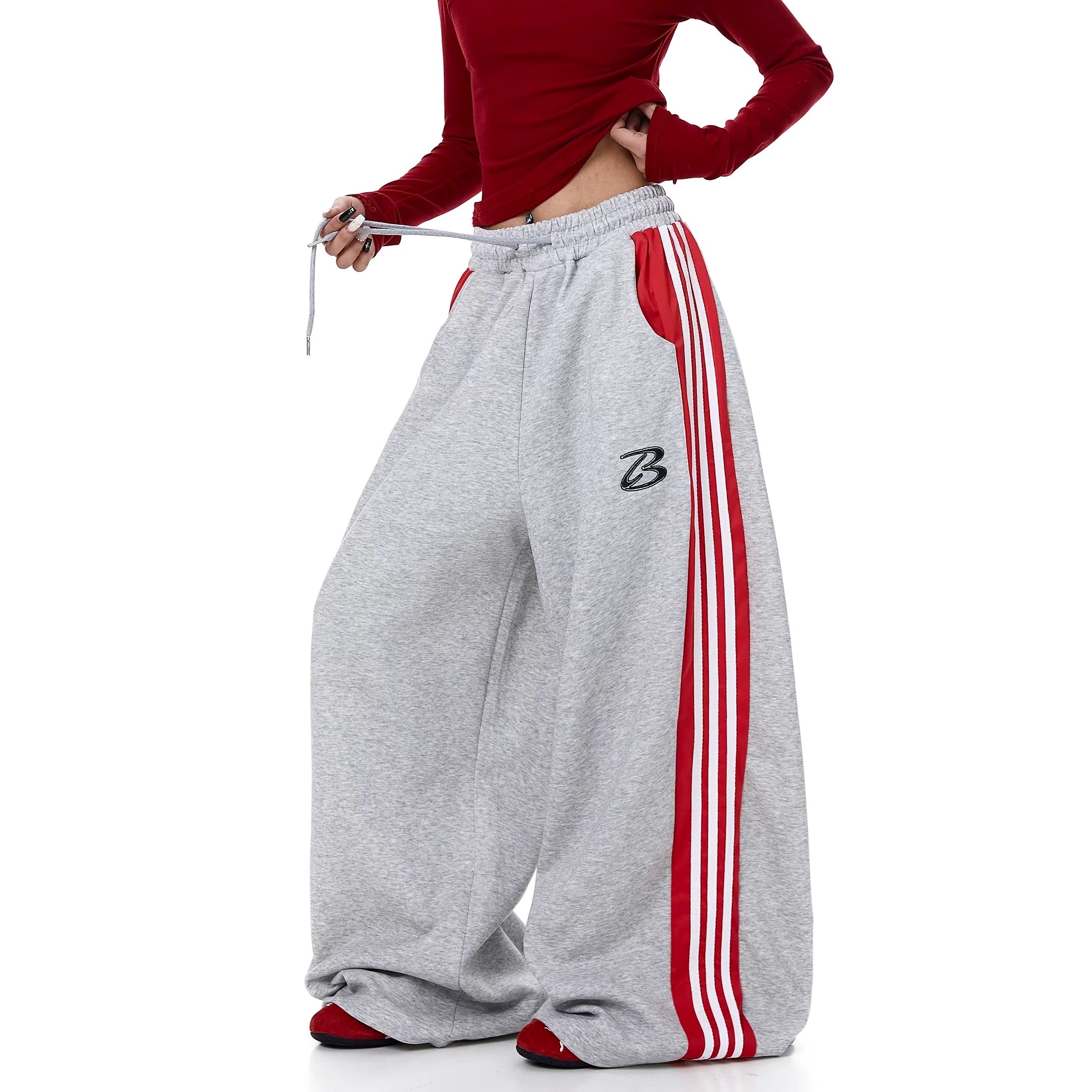 Contrast Striped Patchwork Curve Sweat Pants BK7072