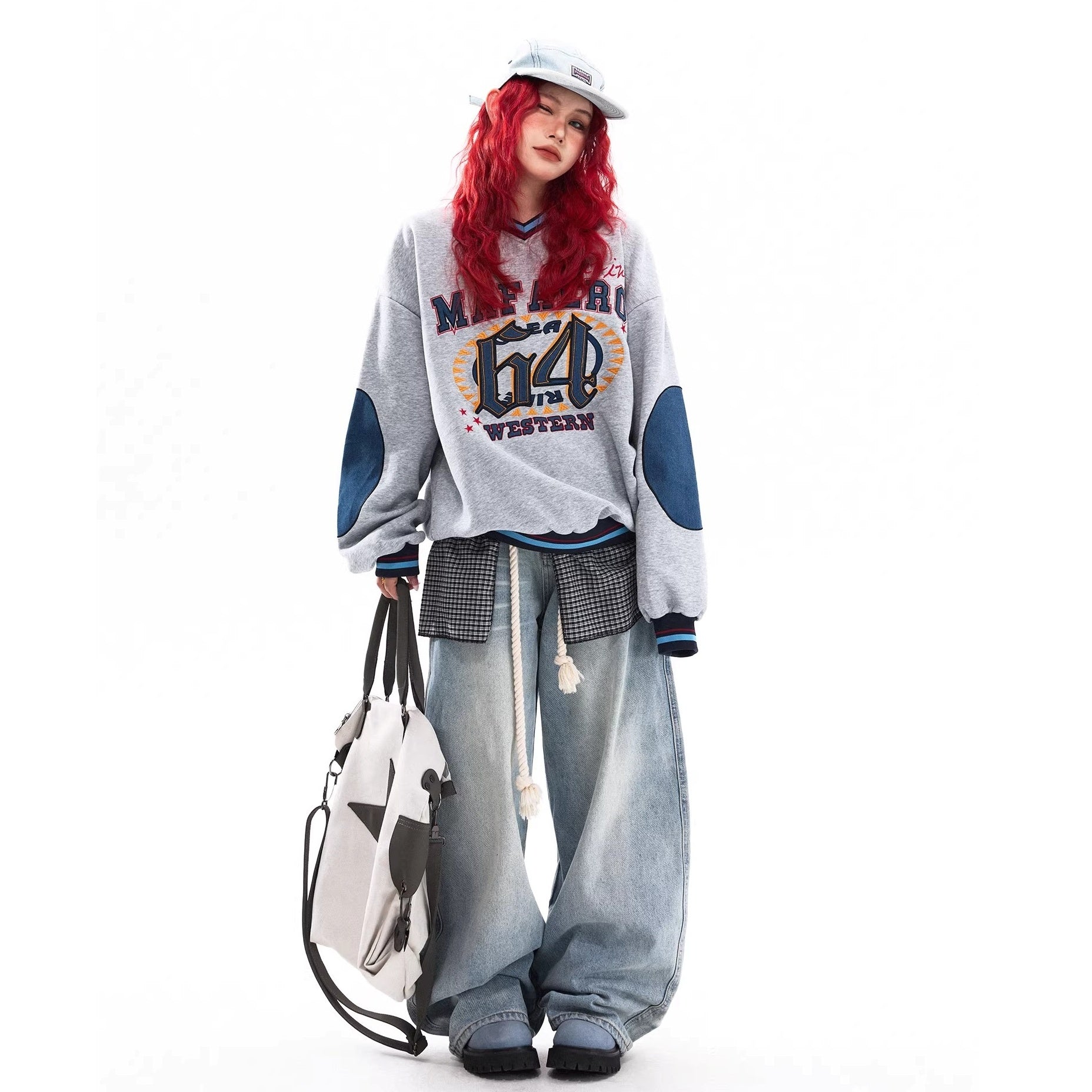 College Baseball Style V-Neck Sweat MW10319