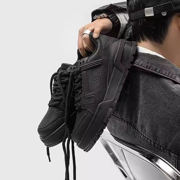 All Black Thick Sole Heightened Sneaker FG2004