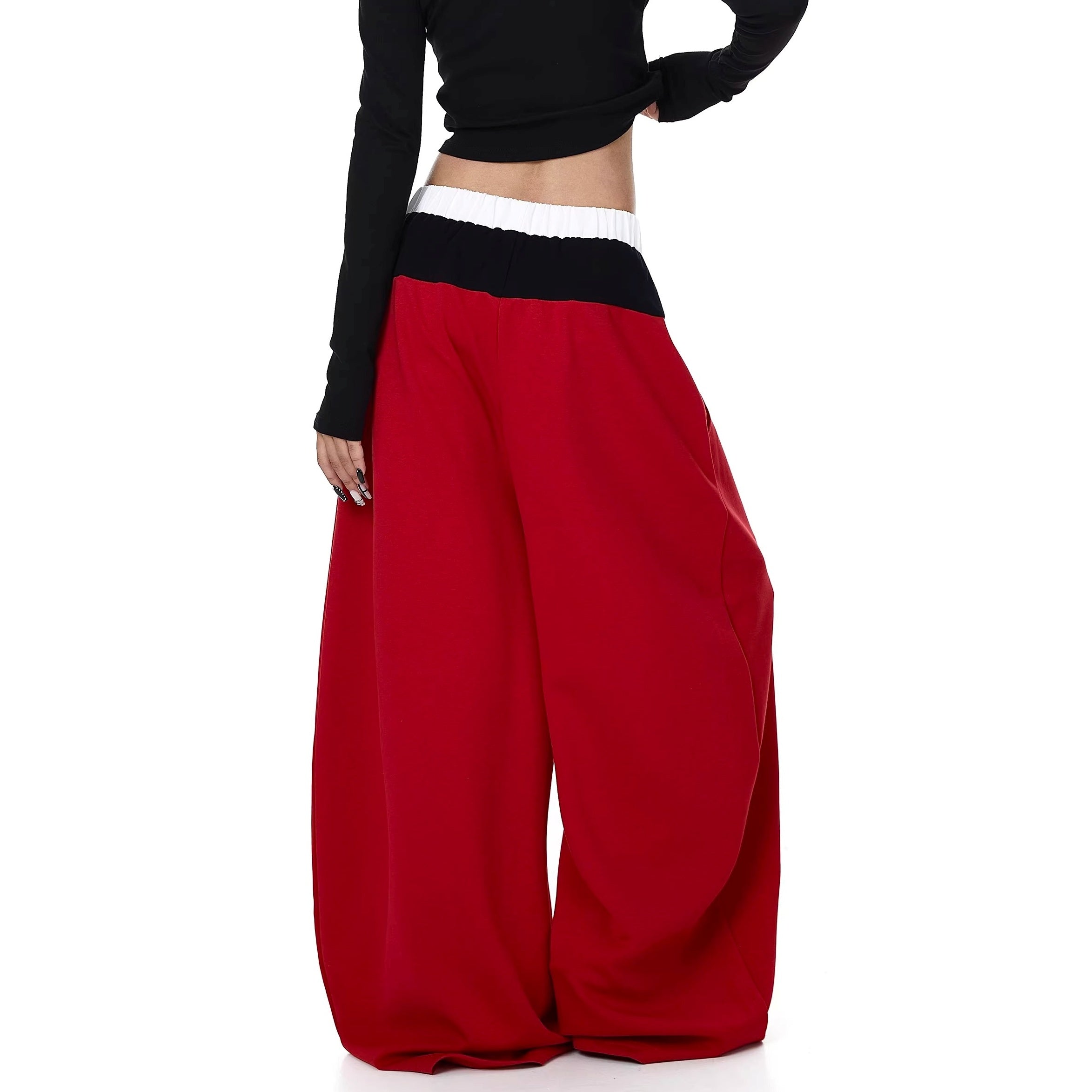 Fake Layered Spliced Letter Print Curve Sweat Pants BK7073