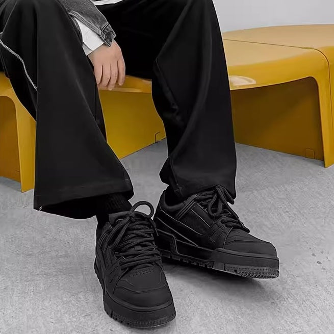 All Black Thick Sole Heightened Sneaker FG2004