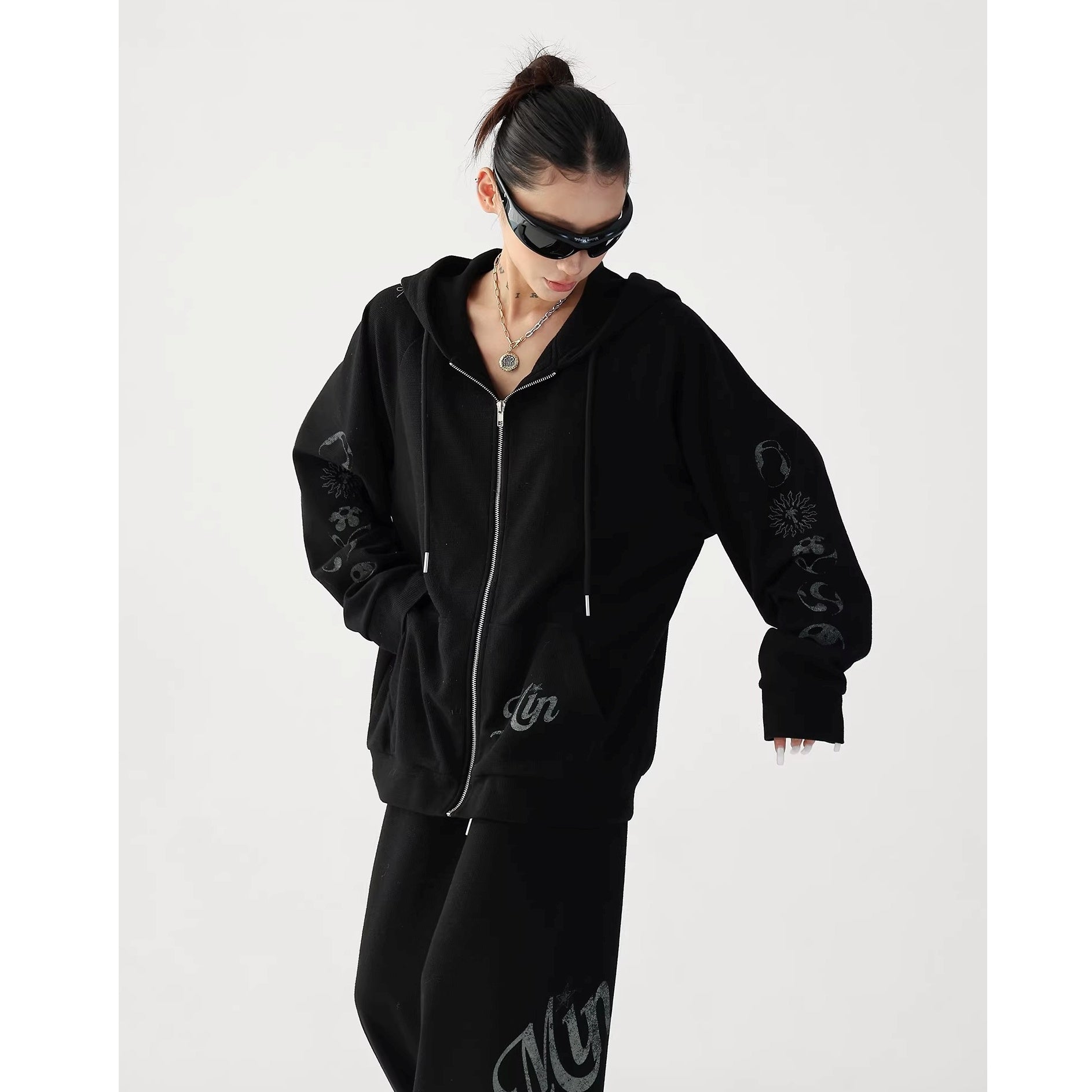 【上下別売り】Waffle American Gothic Printed Sweat Jacket & Pants Set-up AC7019